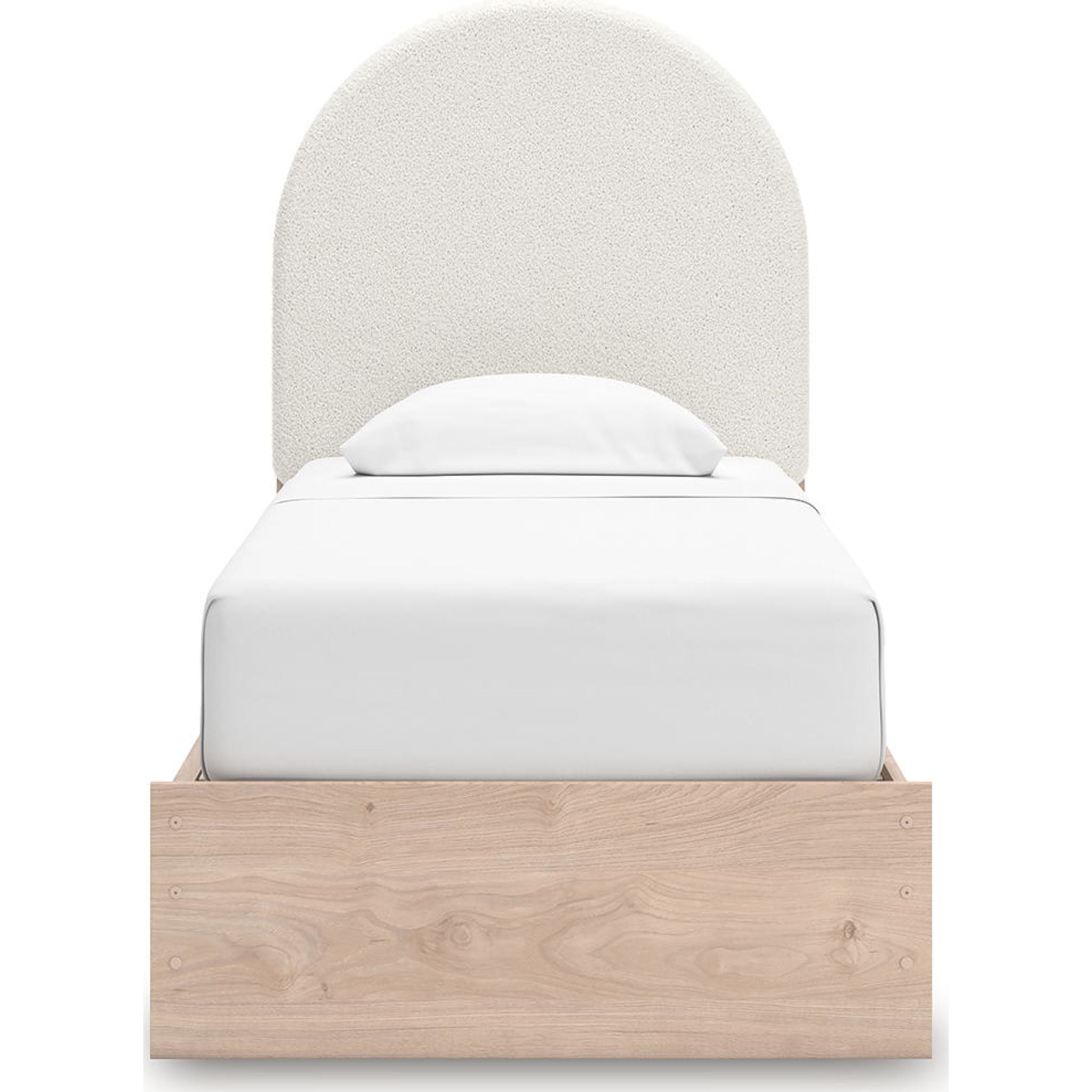 Arloster Platform Bed Frame with 2 Storage Drawers - Modern Tan & White Wooden Bed - Perfect for Small Bedrooms, Guest Rooms & Studio Apartments