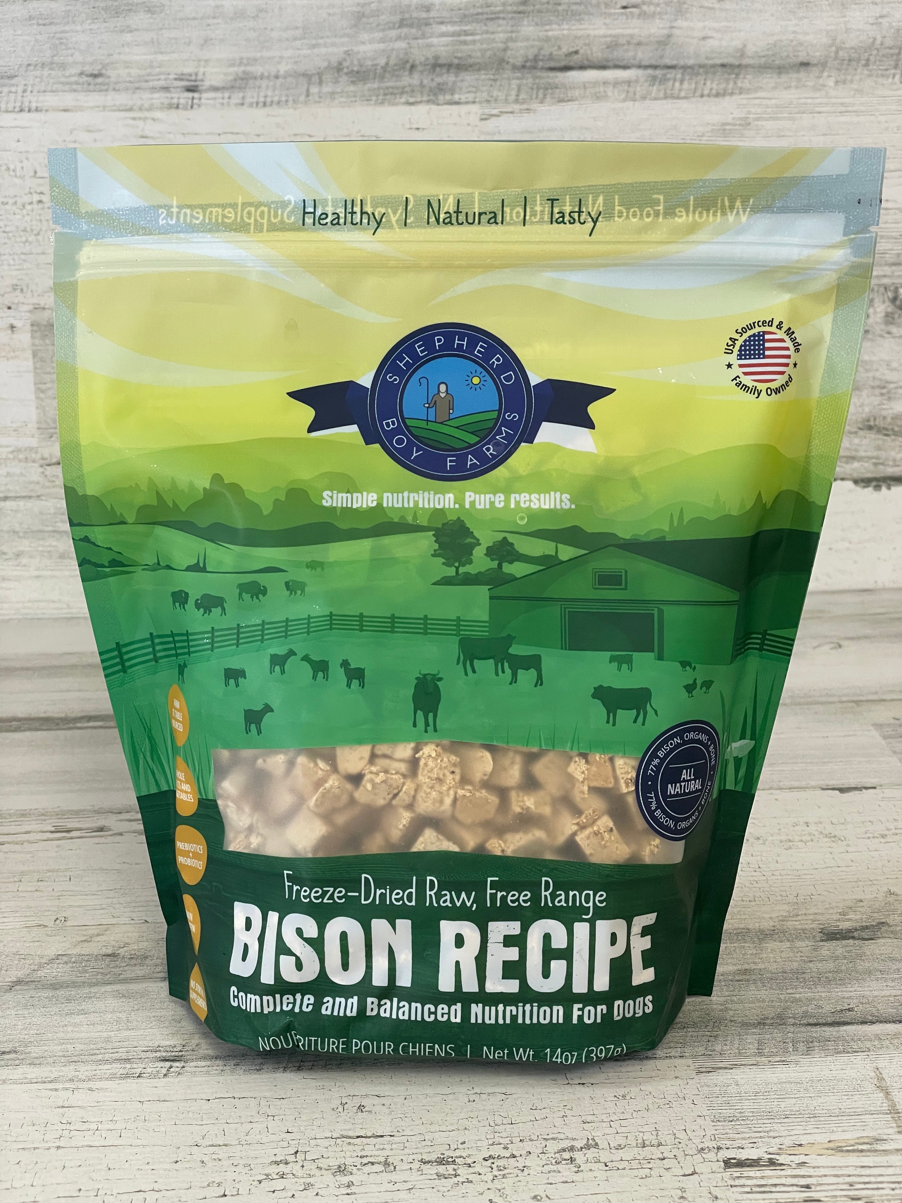Shepherd Boy Farms Freeze Dried Bison Dog Treats - 14oz | All-Natural, Grain-Free, High-Protein Snacks for Training & Outdoor Adventures