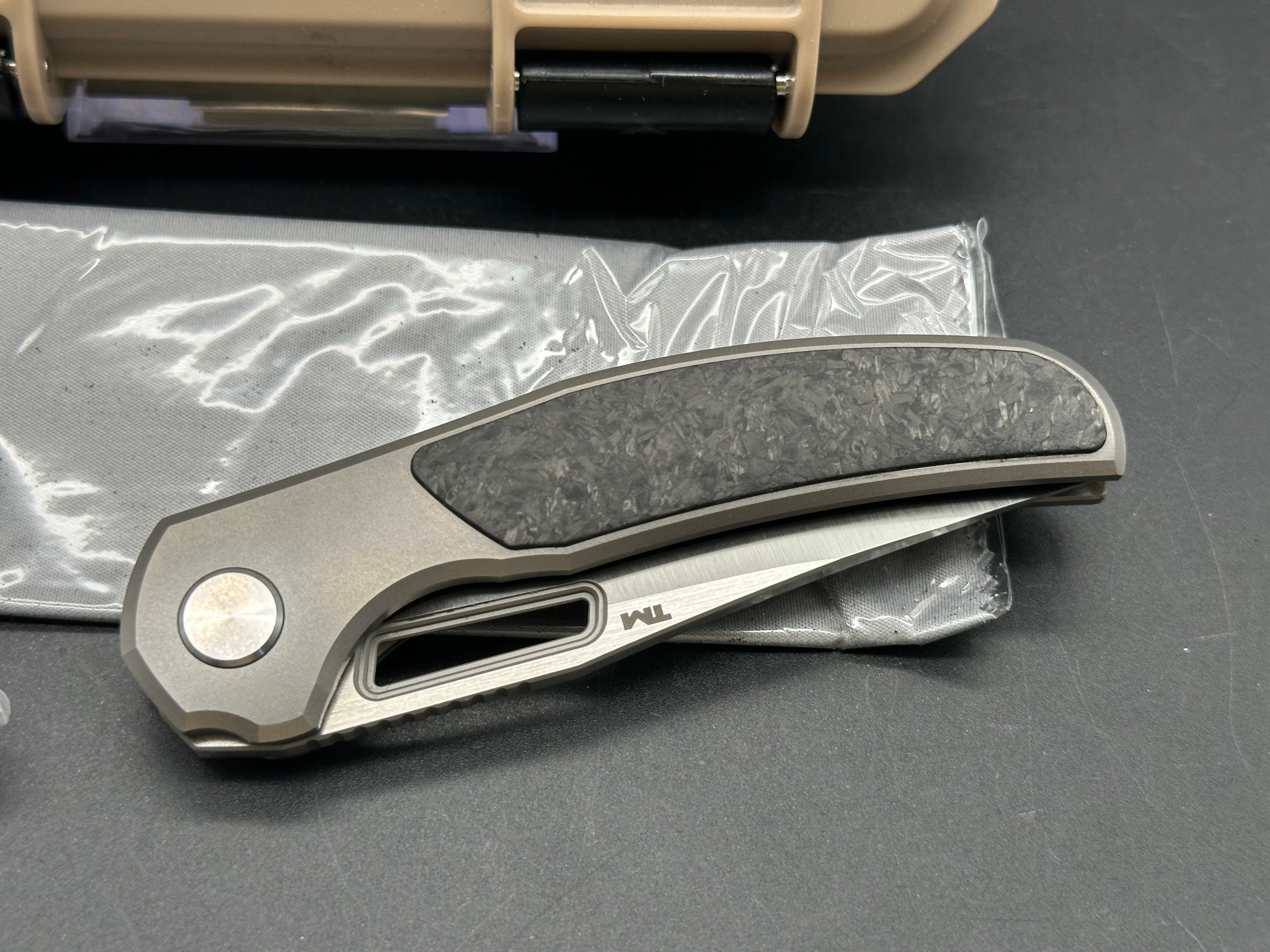 B'yond EDC Rey Integral Frame Lock Knife - Titanium & Carbon Fiber Folding Pocket Knife (3.25