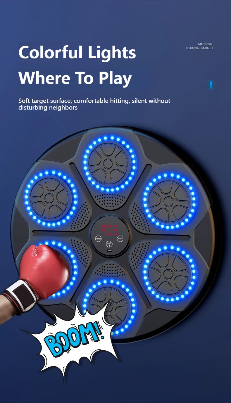 Smart Bluetooth Wall Mounted Music Boxing Trainer - Electronic Punching Bag for Home Gym, Boxing Equipment with Music Sync & Target Practice | Perfect for Cardio, Strength Training & Stress Relief