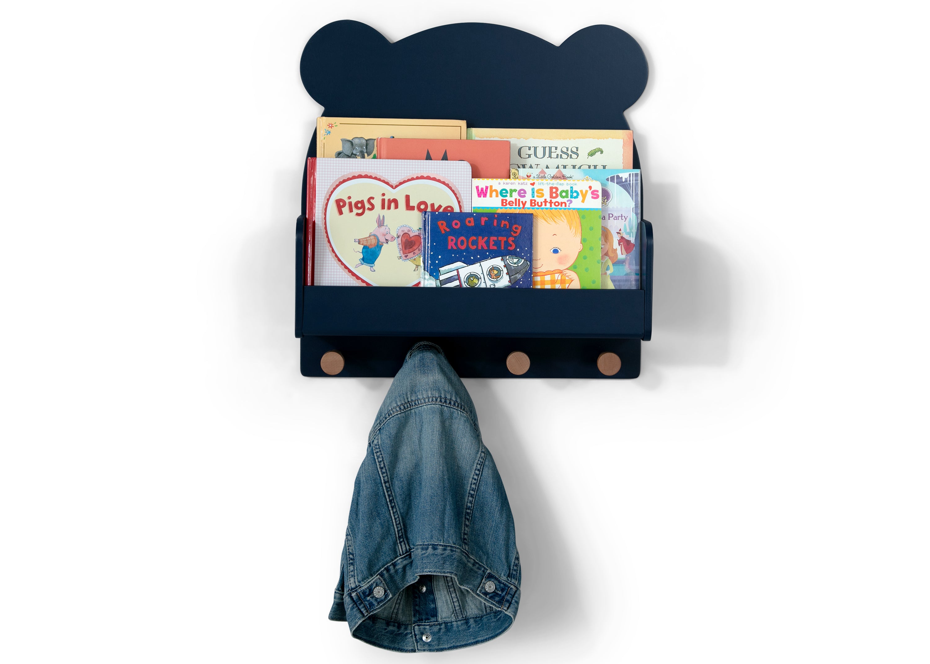 Brannan Bear Wall Shelf with 4 Hooks - Rustic Wooden Floating Shelf for Entryway, Bathroom & Bedroom Organization - Perfect for Hanging Coats, Towels & Decor