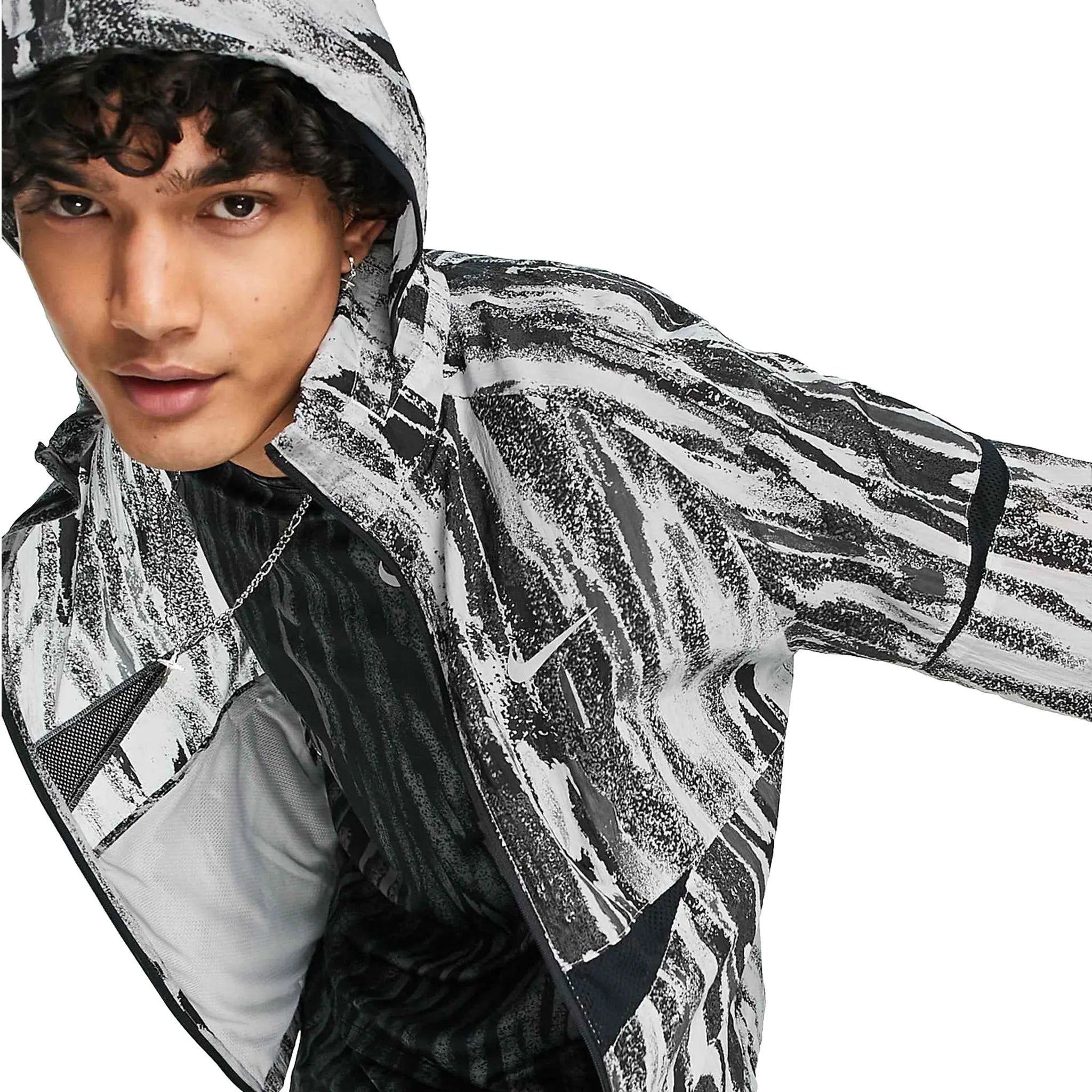 Nike Running Wild Run Zebra Print Grey Windrunner Jacket - Lightweight Athletic Running Hoodie for Men & Women - Perfect for Jogging, Gym Workouts & Outdoor Sports