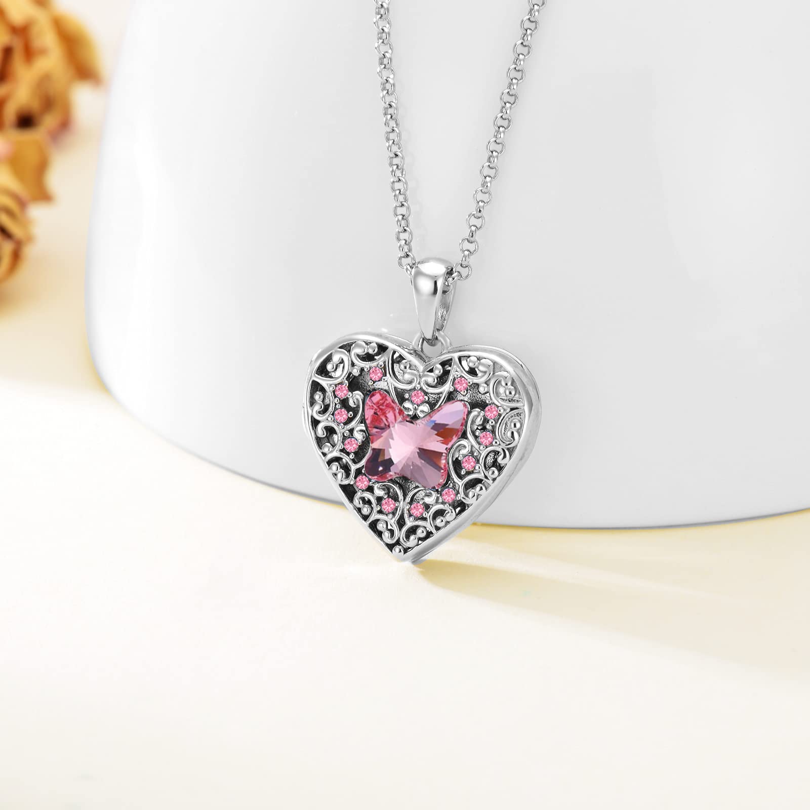 Dorunmo 925 Sterling Silver Heart Locket Necklace - Photo Pendant for Pictures - Perfect for Valentine's Day, Anniversary & Mother's Day Gifts