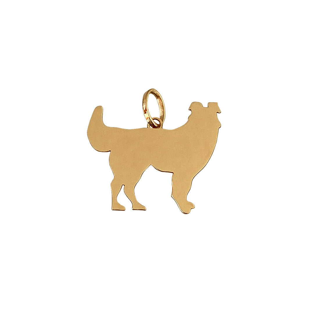 14K Yellow Gold Collie Dog Silhouette Charm Pendant Necklace - Perfect for Pet Lovers, Dog Owners & Animal Jewelry Collectors - Great Gift for Birthdays, Anniversaries & Special Occasions
