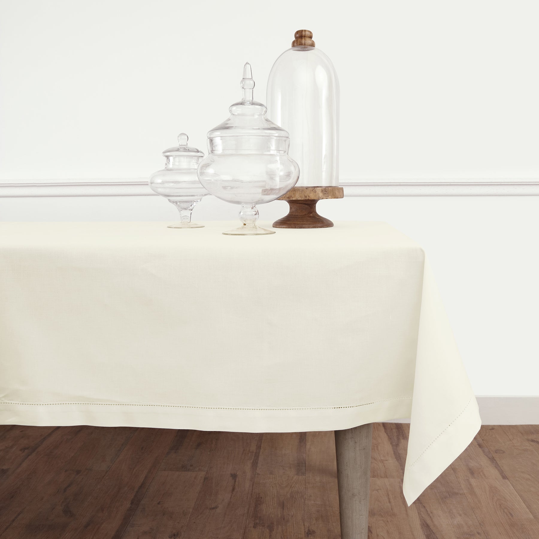 Premium Cotton Linen Hemstitch Tablecloth - Elegant Dining Table Cover for Home Decor, Parties & Special Occasions