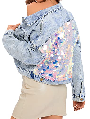 Sequin Jean Jacket Blue