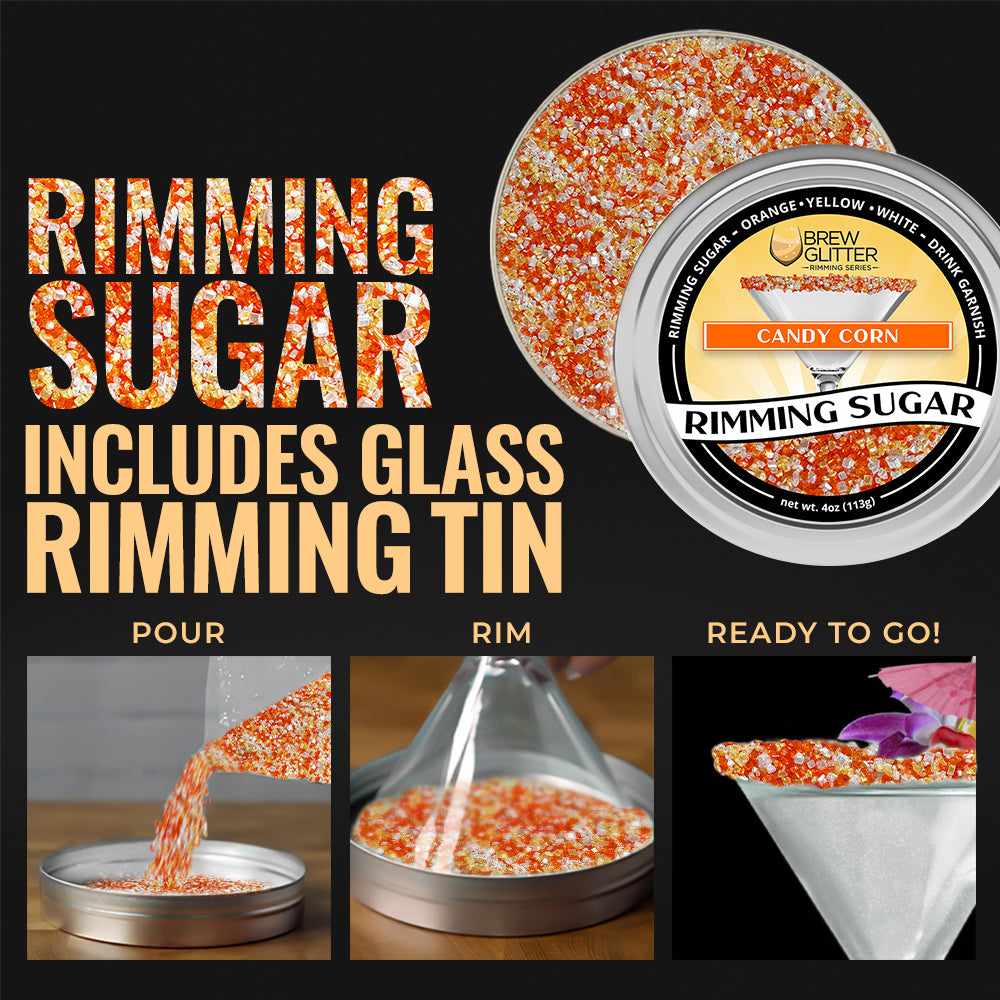 Halloween Candy Corn Rimming Sugar for Cocktails & Desserts - Sweet Edible Decor for Drinks, Cakes & Baking