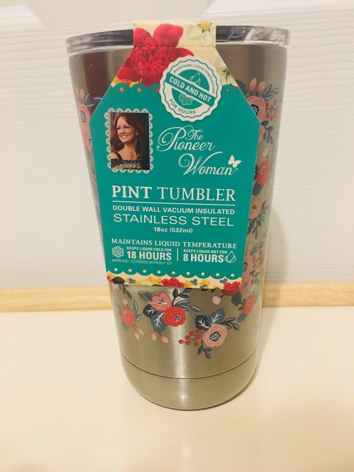 The Pioneer Woman 18oz Stainless Steel Tumbler with Lid - Insulated Coffee Cup for Hot & Cold Drinks, Perfect for Home, Office, and Travel Use