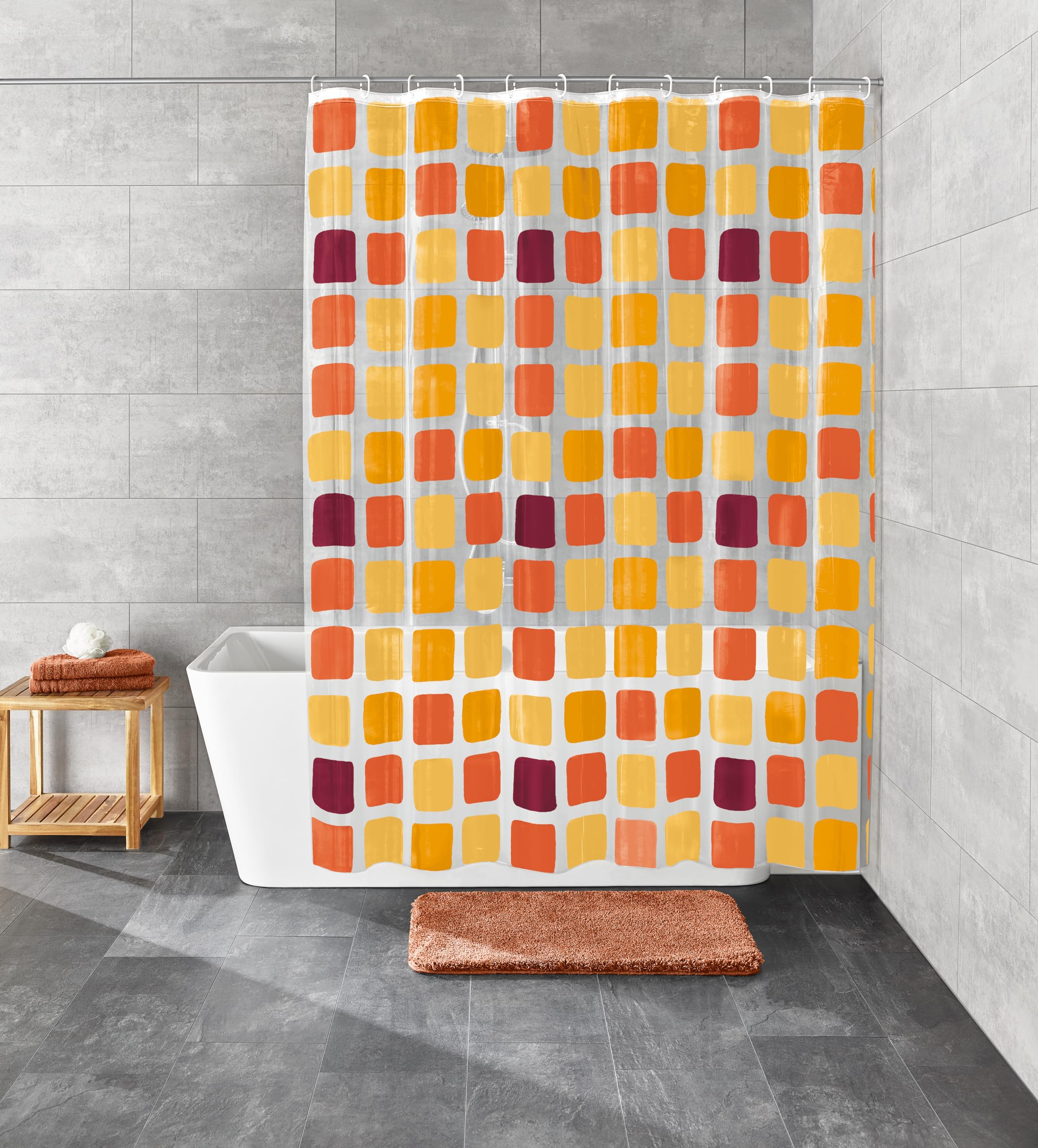 Sonny Shower Curtain - Waterproof Bathroom Decor with Fun Geometric Pattern - Perfect for Kids' Rooms, Guest Bathrooms & Modern Home Decor
