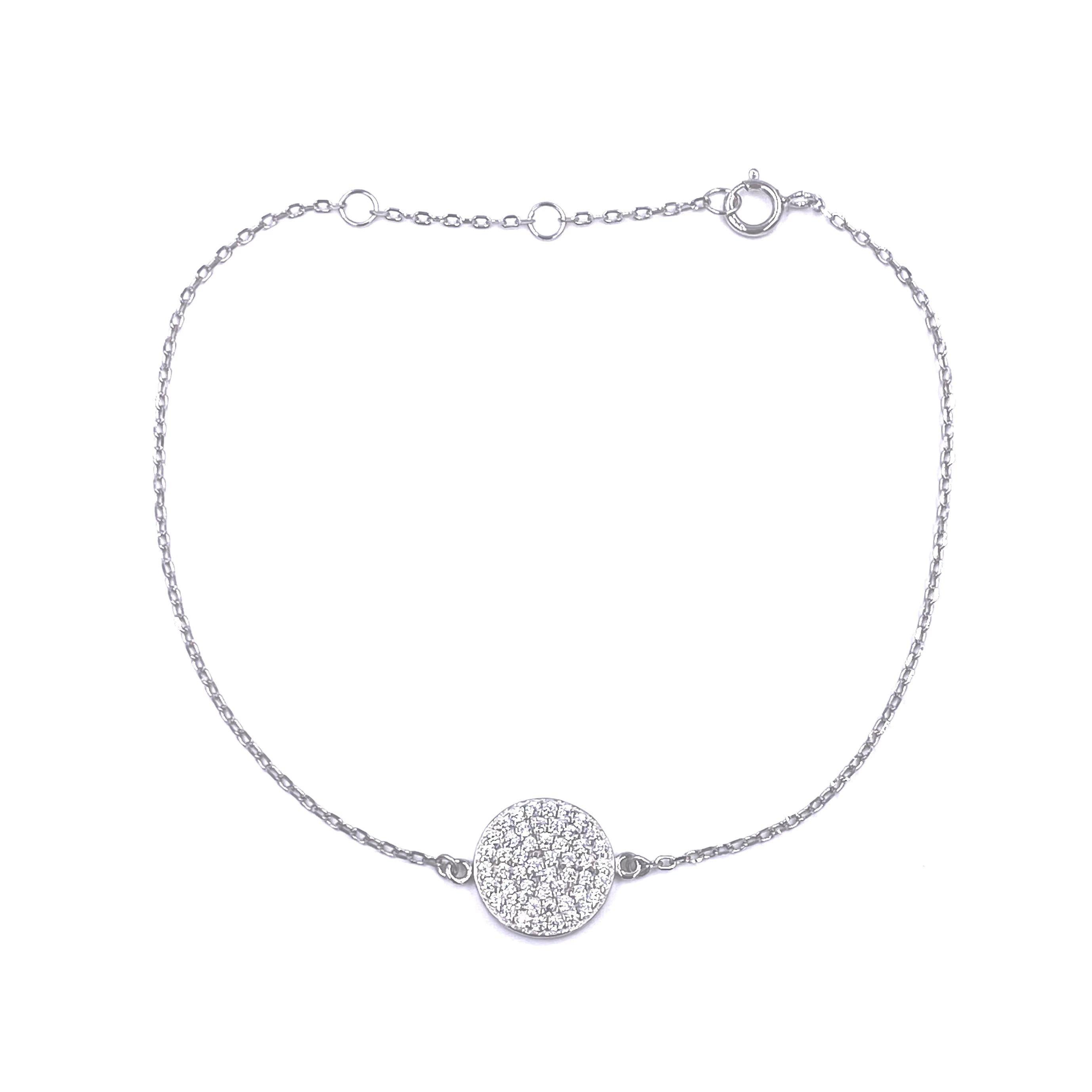 Ashley Gold Sterling Silver CZ Encrusted Circle Clasp Bracelet for Women - Elegant Cubic Zirconia Jewelry Gift for Birthday, Anniversary & Special Occasions