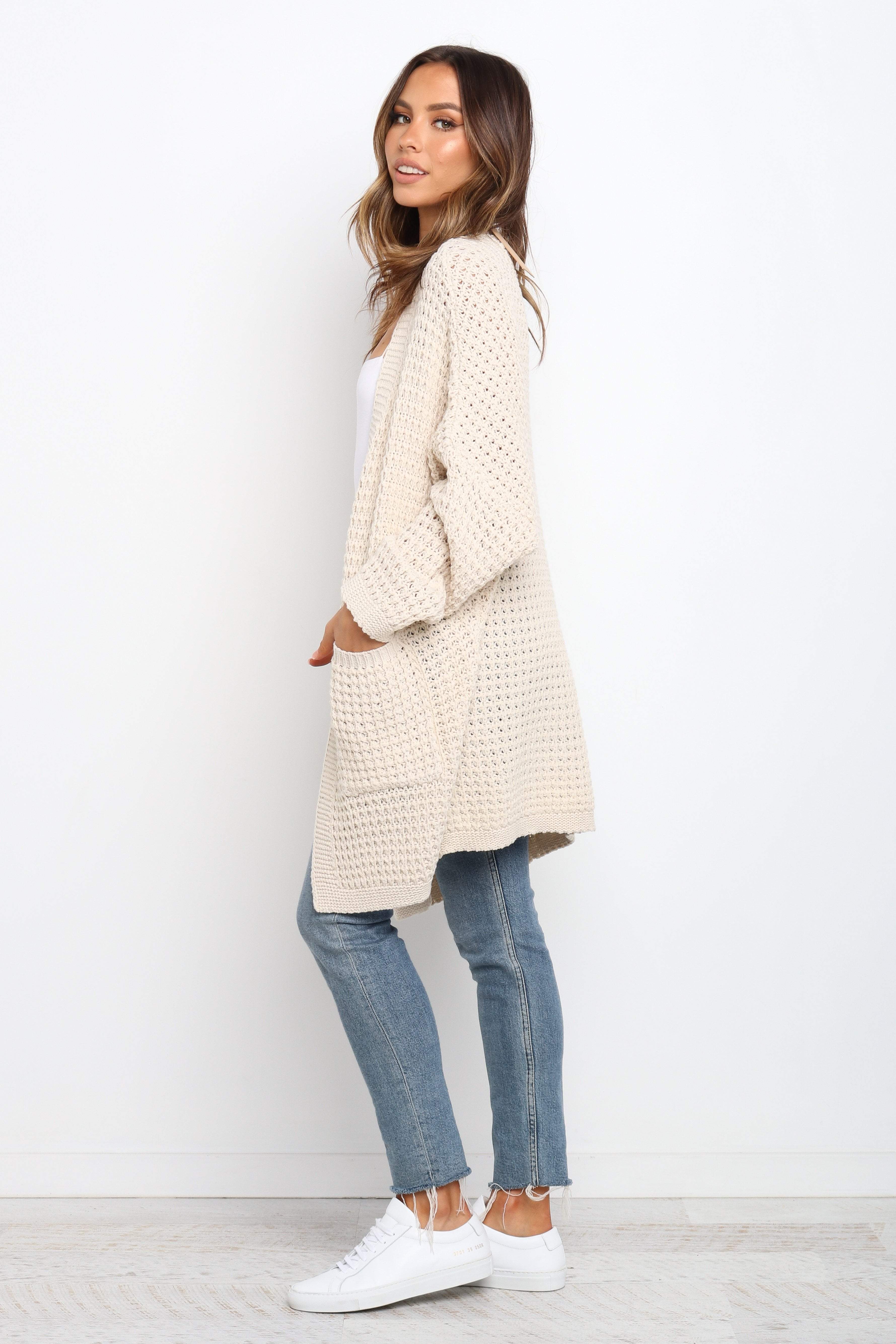 Leyonie Women's Soft Cream Cardigan - Cozy Knit Sweater for Fall & Winter | Perfect for Office, Casual Outfits & Layering