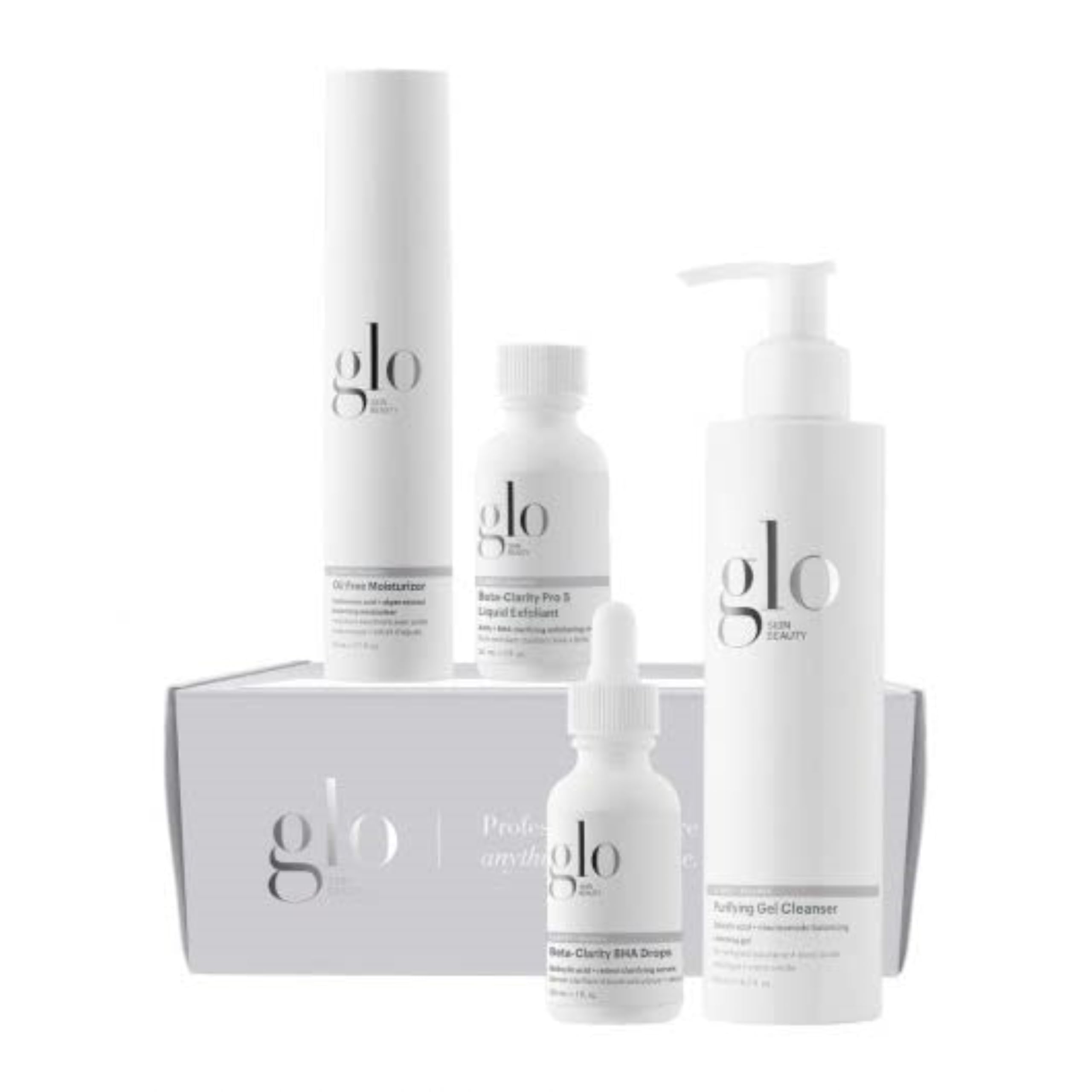 Glo Skin Beauty Clarify + Balance Elevated Essentials Set - Full Size Purifying Gel Cleanser & Beta-Clarity BHA Drops for Acne-Prone Skin | Daily Skincare Routine for Clear & Balanced Complexion