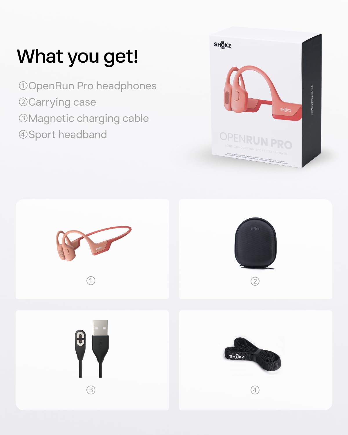 SHOKZ OpenRun Pro Open-Ear Bluetooth Bone Conduction Headphones - Wireless Sport Earphones with Premium Deep Bass, Sweat Resistant & Built-in Mic - Ideal for Running, Workouts, Cycling & Outdoor Activities (Includes Hair Band)