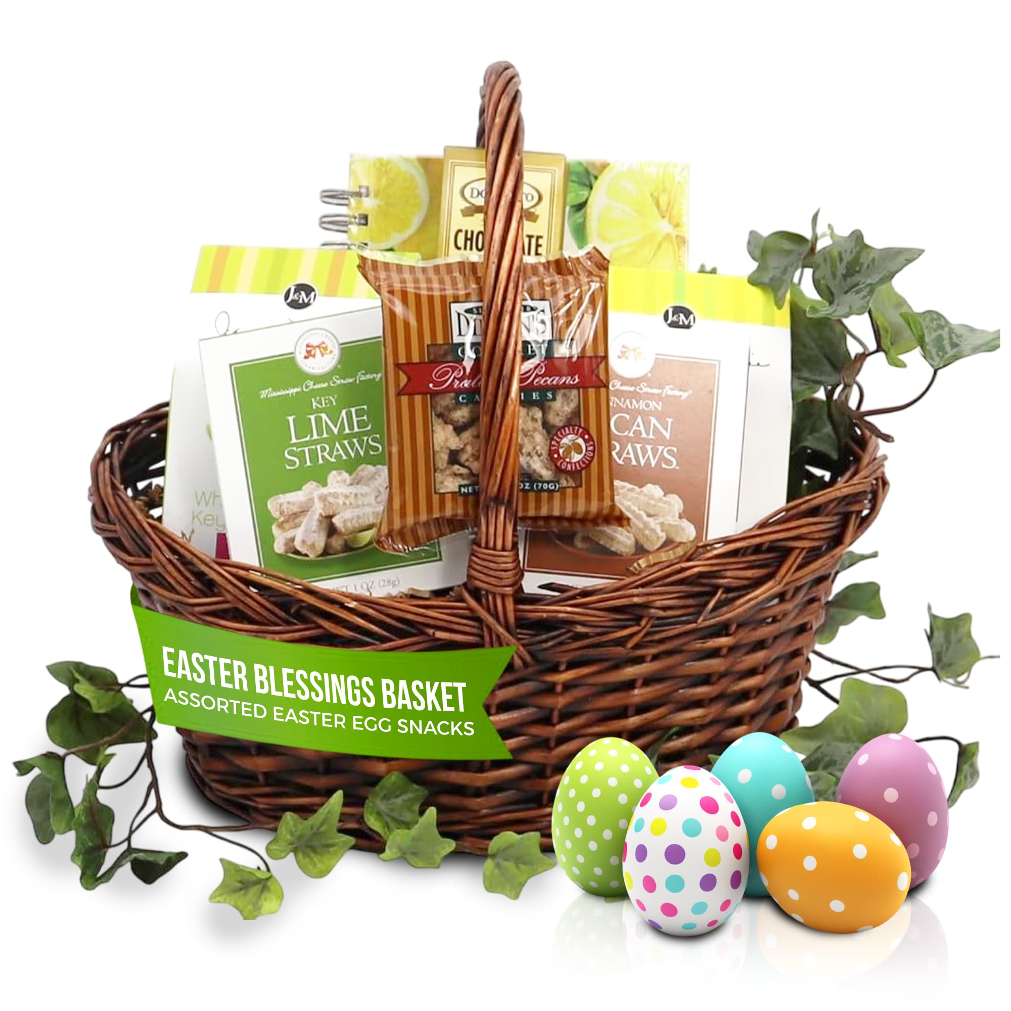 Easter Gift Basket for Kids & Adults - Thoughtful Easter Care Package with Variety Snacks | Easter Blessings Basket for Family Celebrations & Holiday Gifting
