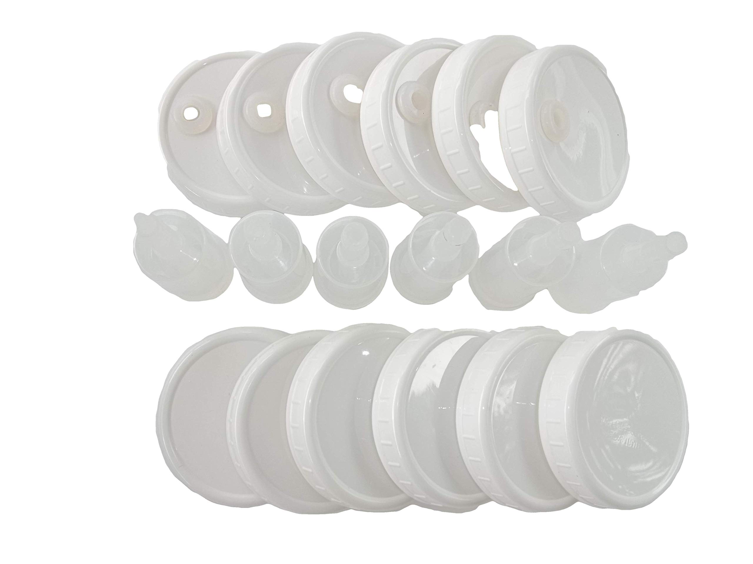 6-Piece Complete Ultimate Plastic Mason Jar Fermentation Lids Kit with Airlocks - Wide Mouth Pickle Jar Lids for Fermenting & Storing - Includes Unbreakable Airlocks, Gaskets, Grommets & Storage Lids - Perfect for Home Canning, Pickling Vegetables, and DIY Fermented Foods