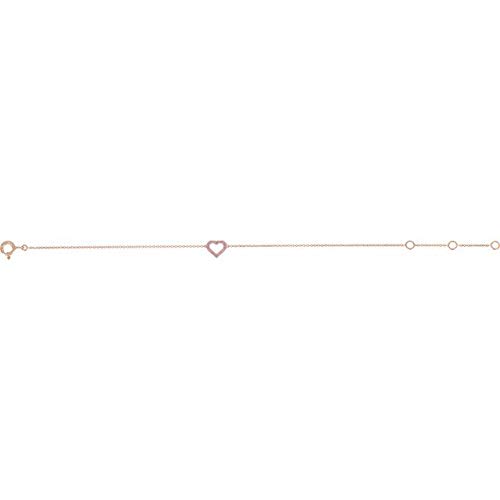 14K Rose Gold Pink Sapphire Heart Bracelet for Women - 5-7
