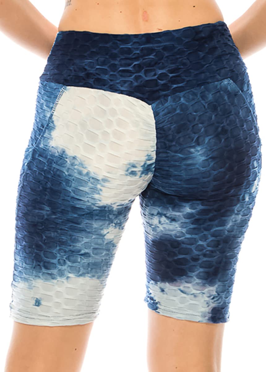 LA12ST Women's High Waisted Workout Shorts - Brazilian Textured Booty Leggings, Anti-Cellulite Biker Shorts with Honeycomb Scrunch & Butt Lifting Design for Gym, Yoga, Running & Lounge Wear
