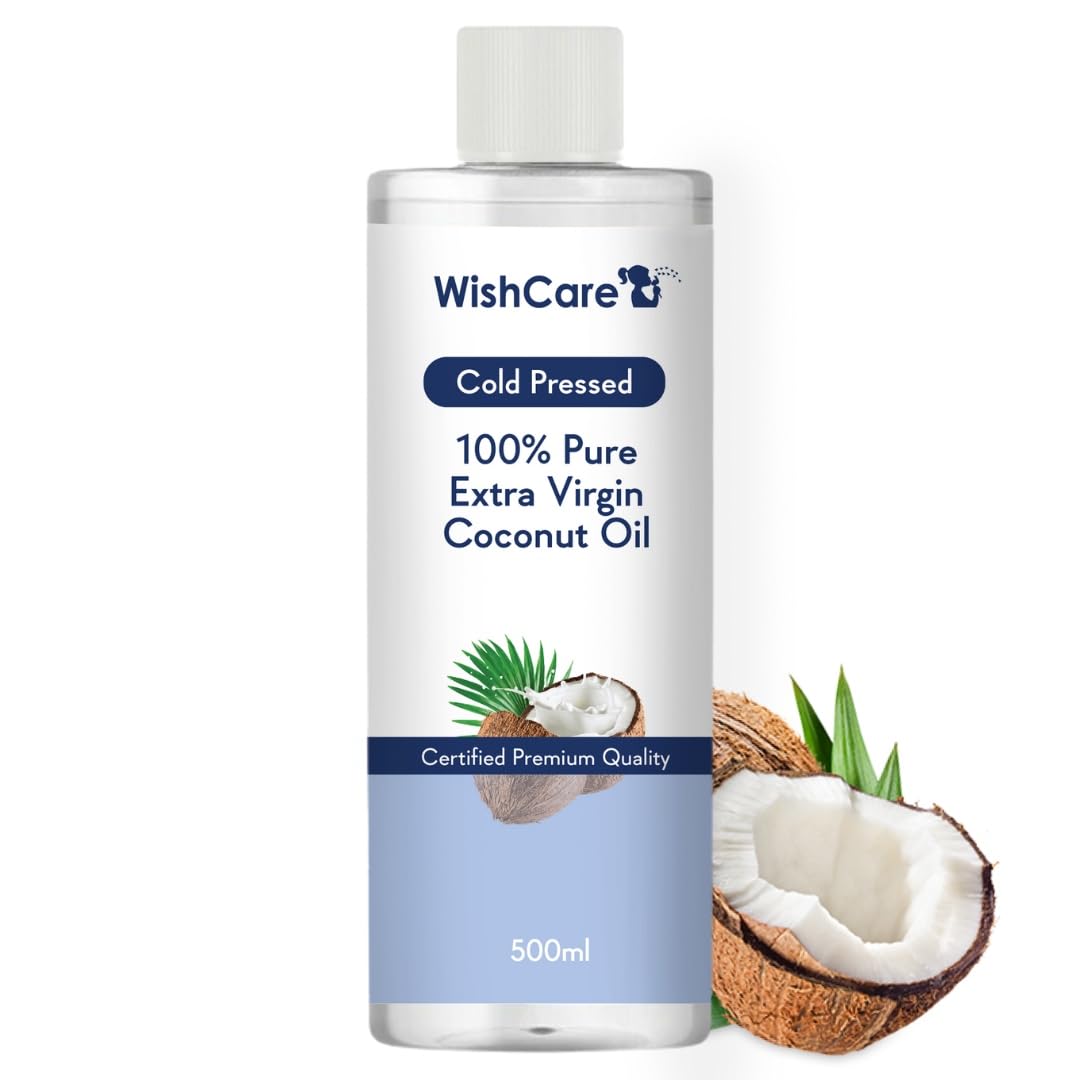 Organic Cold Pressed Extra Virgin Coconut Oil for Hair & Skin - 500ml Pure Coconut Milk Oil for Cooking, Moisturizing & Massage - Vegan, Unrefined & Chemical-Free