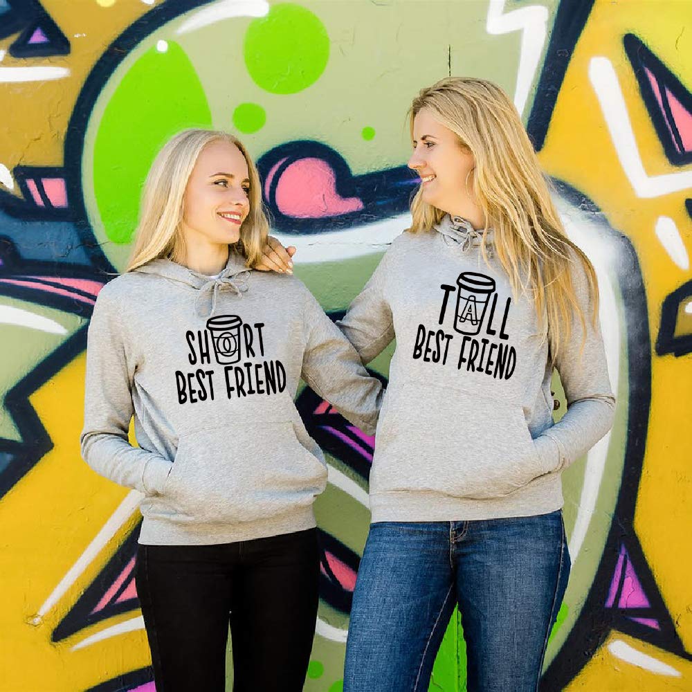 Best Friends Hoodies for 2 Girls - Matching BFF Pullover Sweatshirts for Tall & Short - Cute Couple Hoodies for Sisters, Couples & Besties - Perfect for Gifts, Photos & Cozy Outings