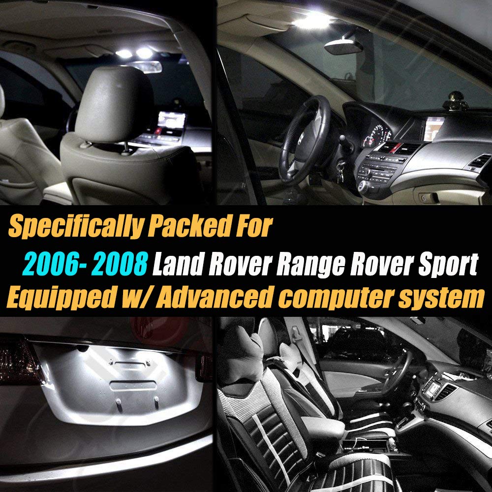 8Pc Canbus Error Free Super White 6000K LED Interior Light Kit for 2006-2008 Land Rover Range Rover Sport with Advanced Computer System – Upgrade Cabin Lighting for Night Driving and Enhanced Visibility