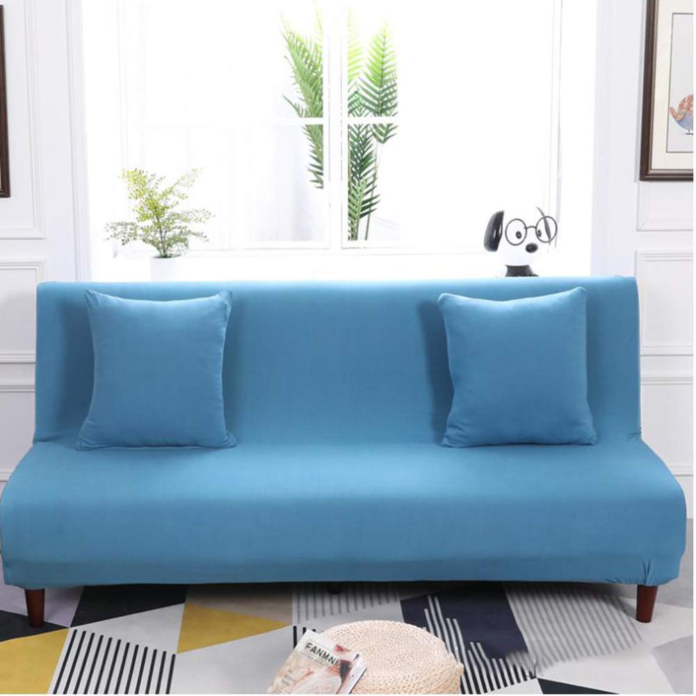 Nileco Stretch Sofa Slipcover for Armless Sofa - Soft Elastic Furniture Protector Couch Cover for Kids & Pets - Lake Blue Loveseat 57-73 inch (145-185cm) - Perfect for Living Room, Bedroom & Home Decor Protection
