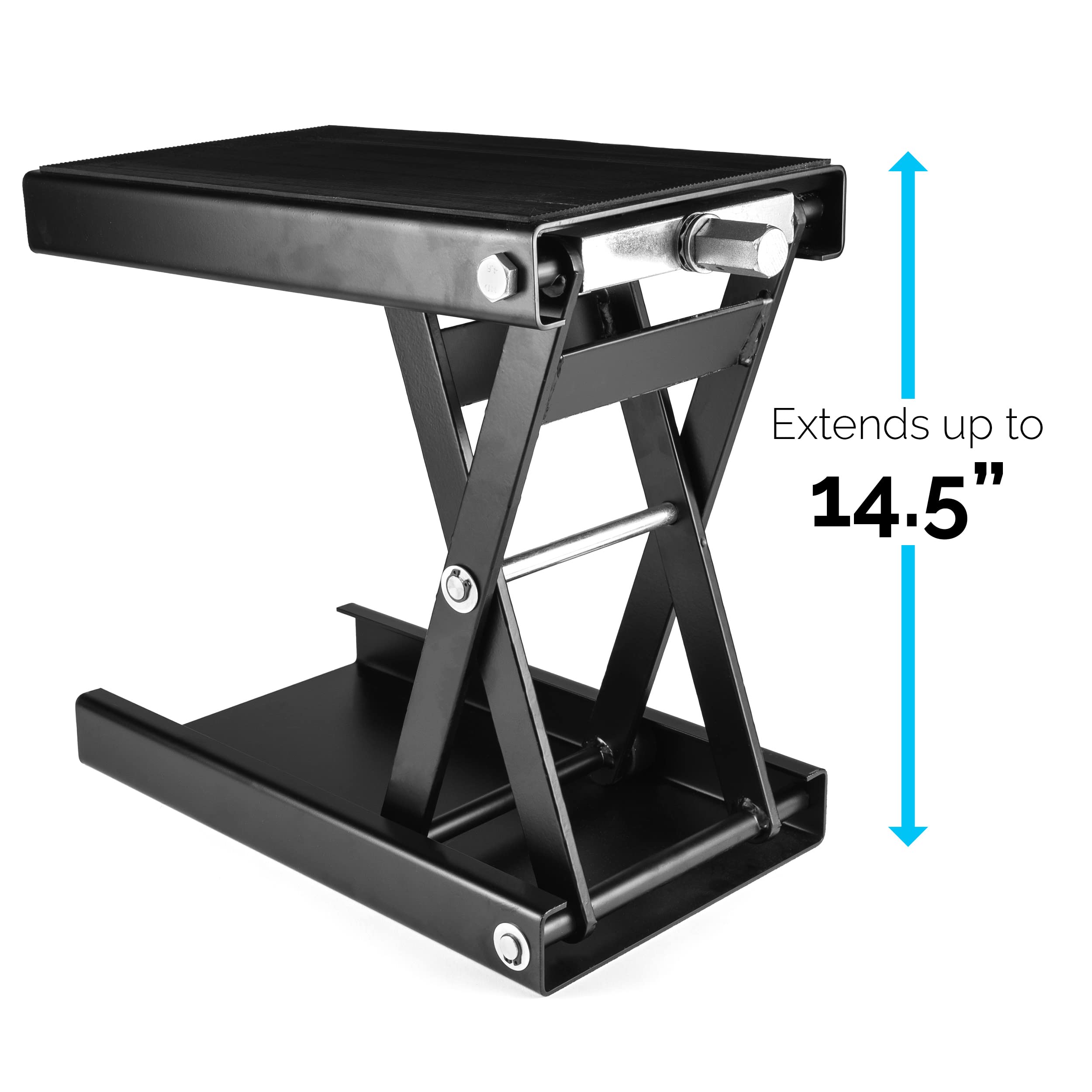 1100lb Heavy Duty Motorcycle Scissor Lift Jack Stand - ATV Dirt Bike Center Hoist Lift for Maintenance & Repair - Black (SMI2055) - Perfect for Garage, Workshop & DIY Motorcycle Servicing