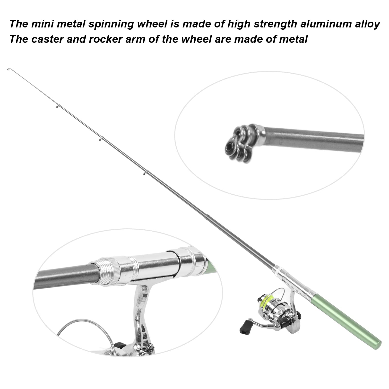 Sunicon Portable Pen-Shaped Fishing Rod - Mini Pocket Collapsible Spinning Fishing Pole Kit with Organizer | Telescopic Travel Fishing Gear for Camping, Hiking & Outdoor Adventures