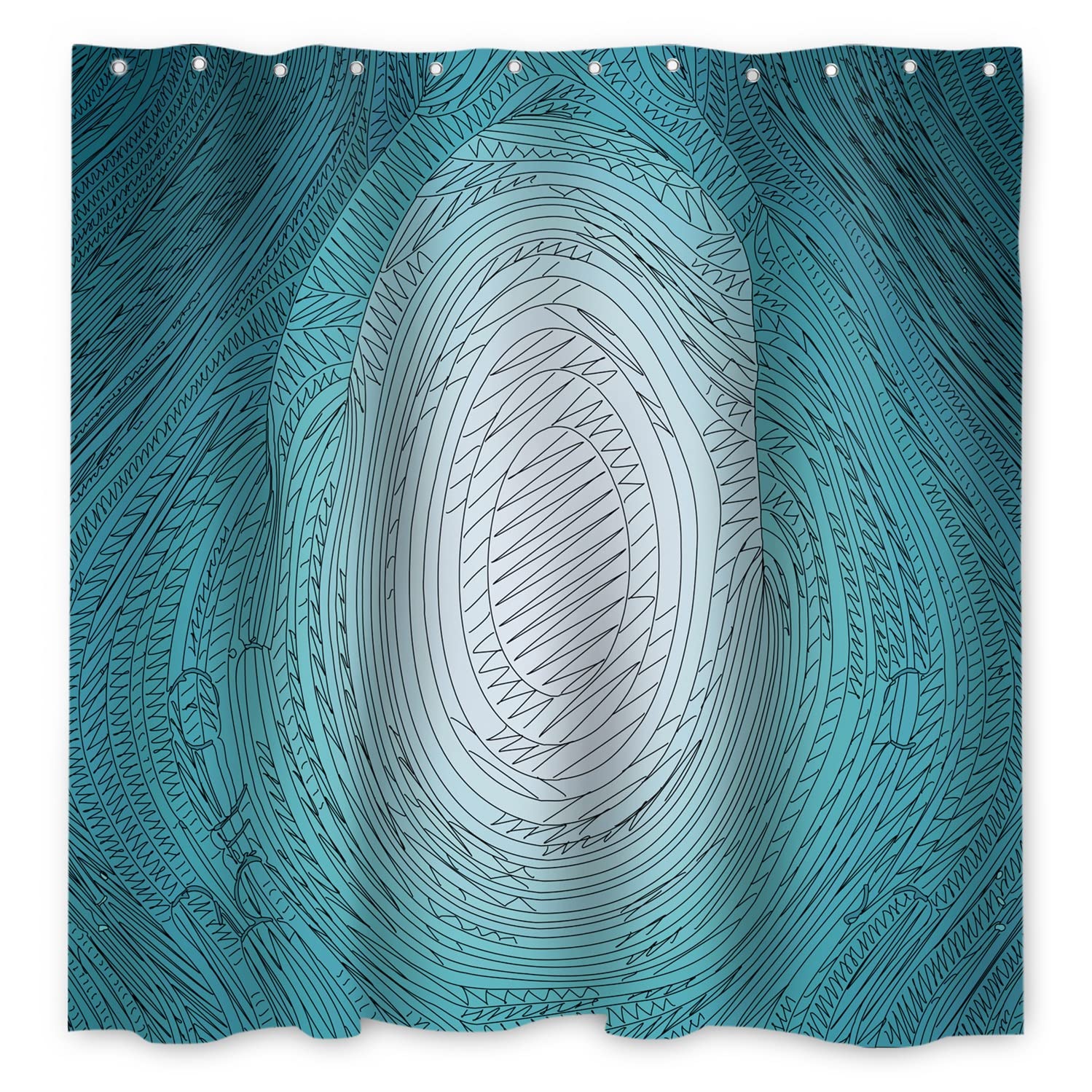 69x70 Inch Abstract Fantasy Shower Curtain - Blue Gradient Polygonal Geometric Bathroom Curtain with Modern Aesthetic Strokes & Psychedelic Stripes - Waterproof Fabric for Bathroom, Toilet & Bathtub Decor - Perfect for Boho, Modern & Vintage Bathroom Styles