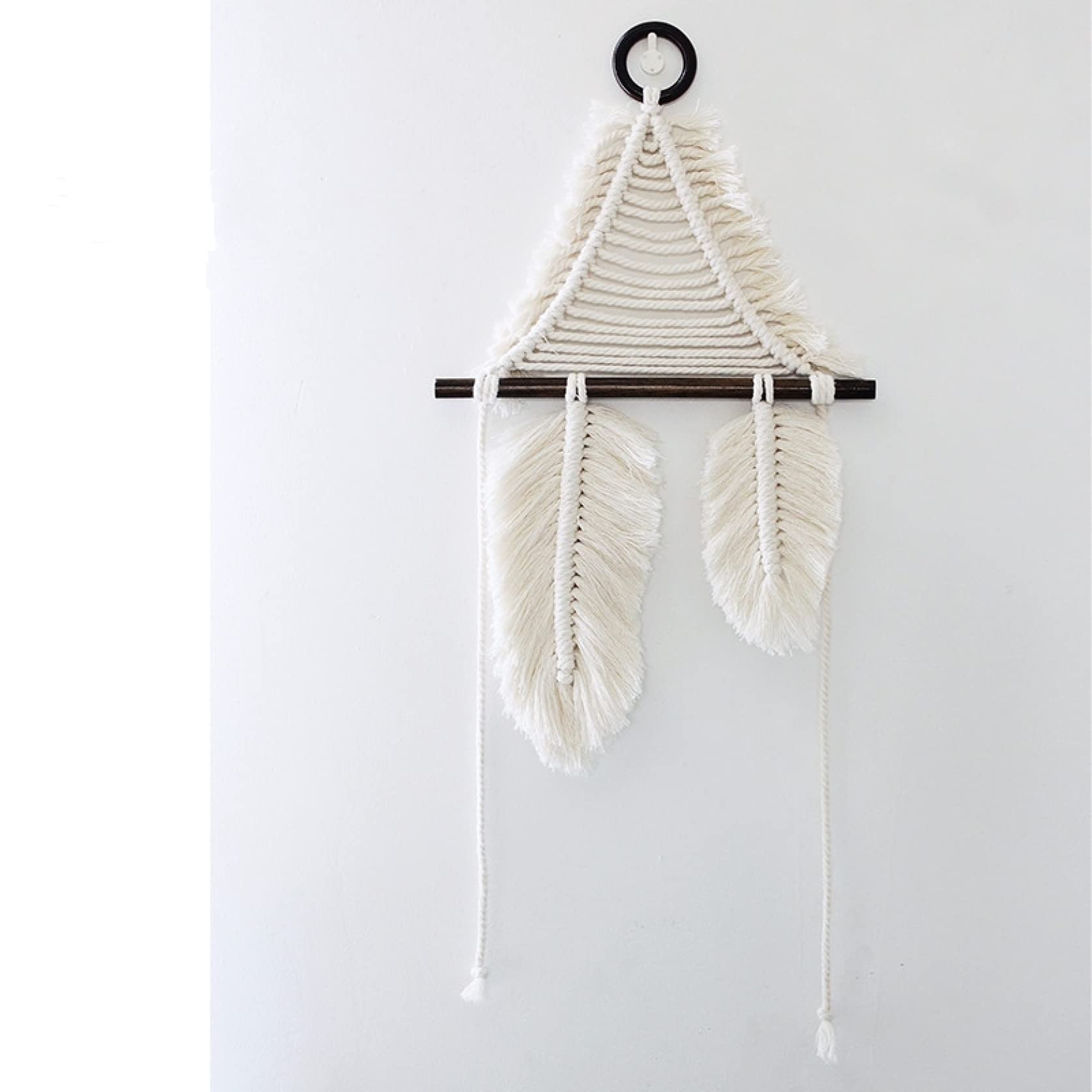 Hand-Woven Macrame Wall Hanging with Feather - Boho Home Decor for Living Room, Bedroom Headboard, Nursery & Office | Mexican Style Wall Art for Bohemian Interior Design