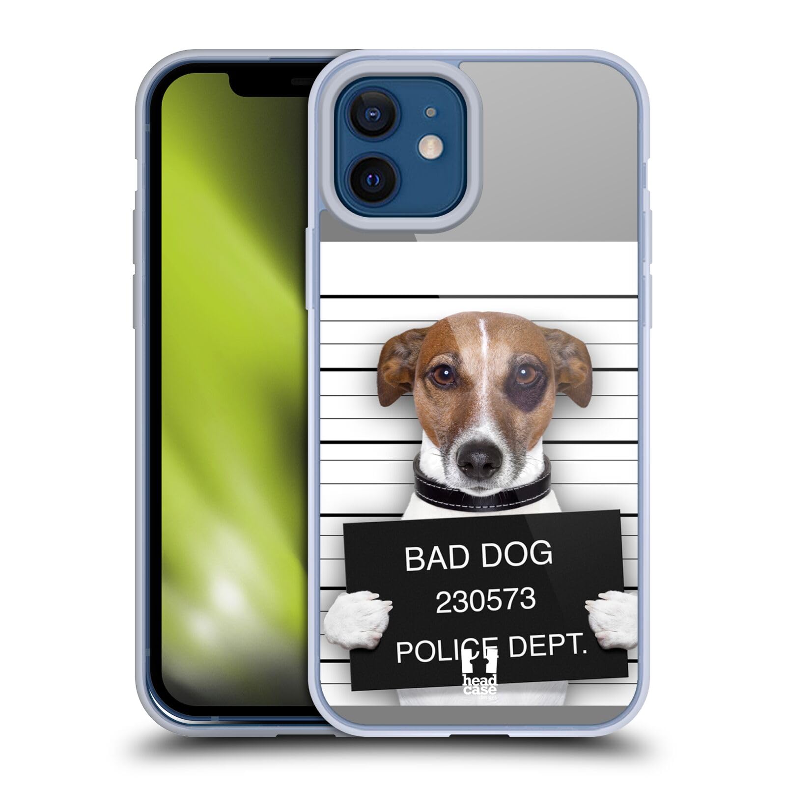 Bad Dog Mugshot Funny Animals Soft Gel Phone Case for Apple iPhone 12 & 12 Pro - Cute Protective Cover for Everyday Use, Work & Travel