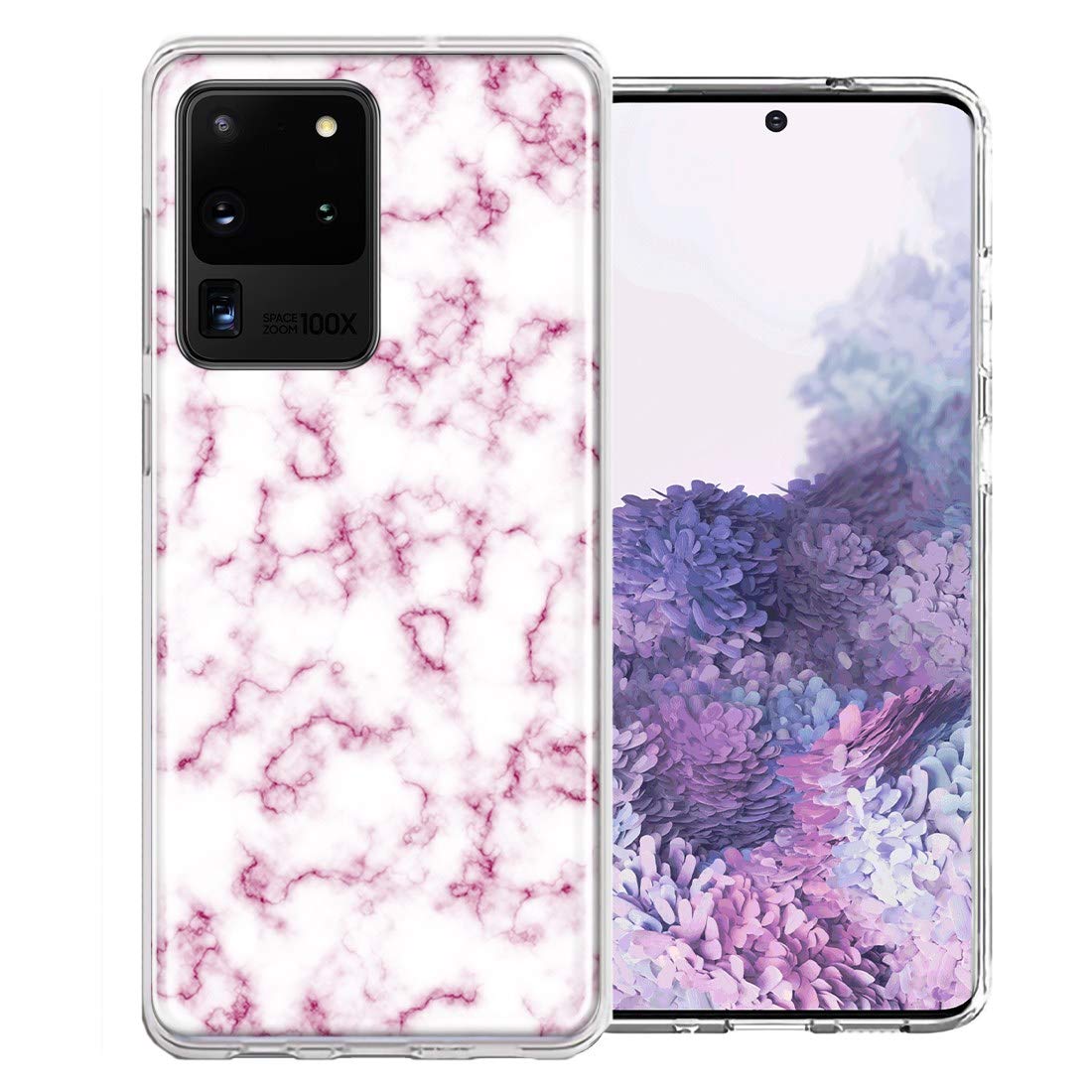 Samsung Galaxy S20 Ultra Case - Pink Marble Design Double Layer Protective Cover | Shockproof & Scratch Resistant for Daily Use & Outdoor Activities