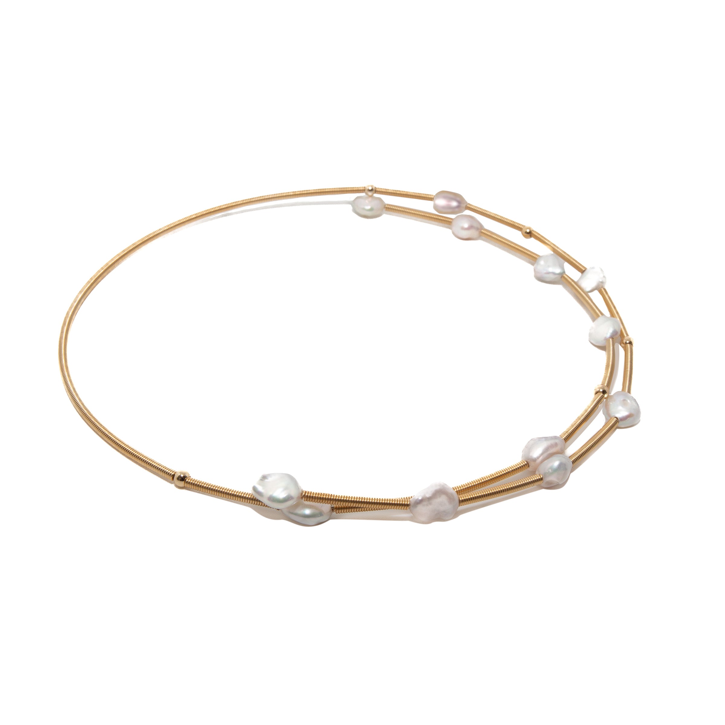 Golden Halo Keshi Pearl Necklace - Elegant Cultured Pearls Jewelry for Women | Perfect for Weddings, Parties & Special Occasions