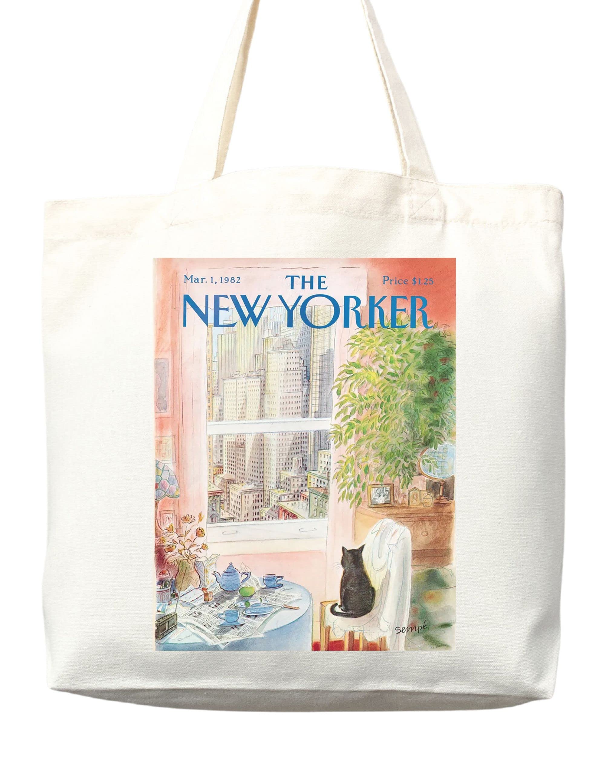 New Yorker Magazine Tote Bag - Stylish Canvas Shopper with Artistic Print for Women, Grocery Shopping, Beach & Everyday Use (Tote Bag Only)