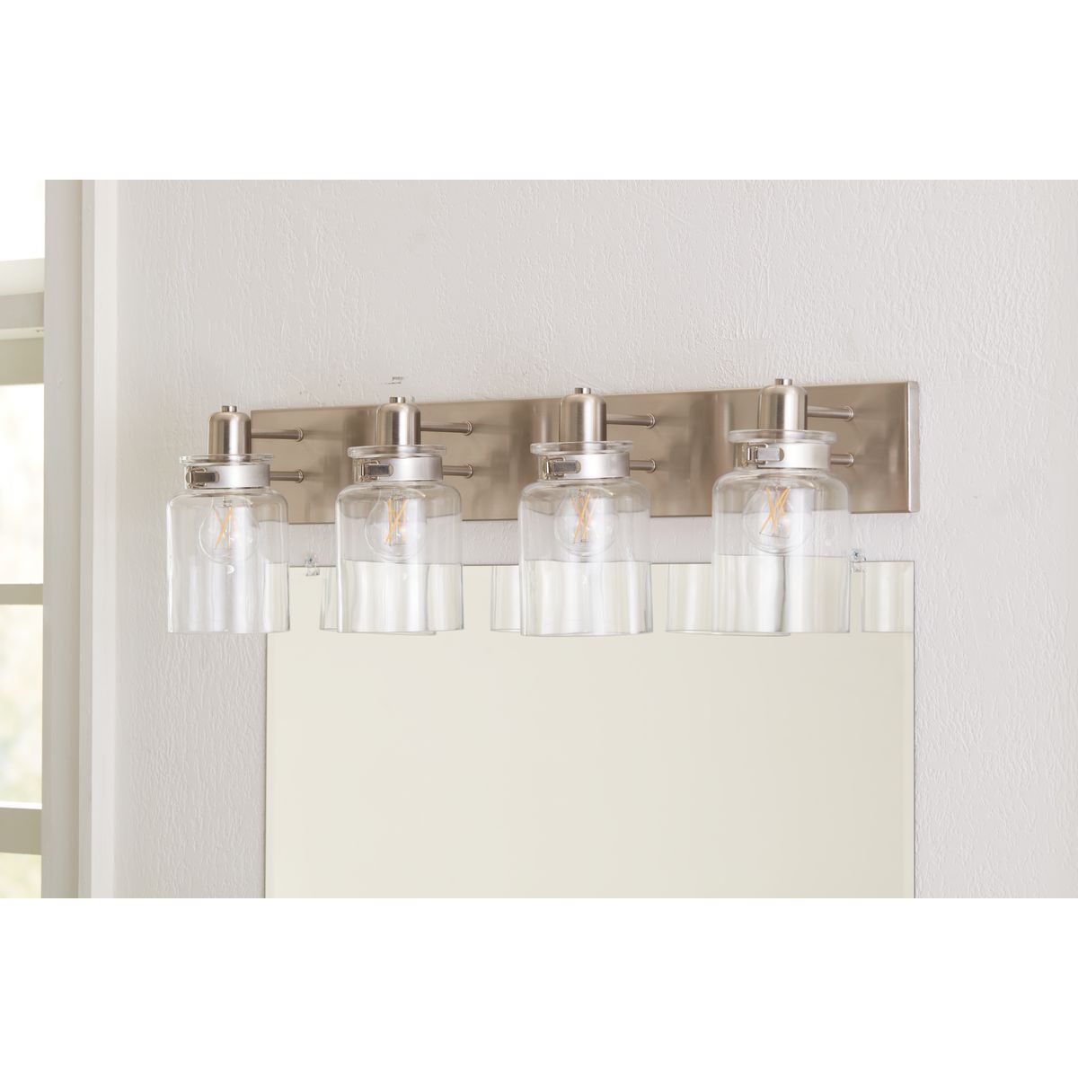 Calhoun Collection 4-Light Clear Glass Bathroom Vanity Light Fixture – Perfect for Modern Bathroom, Powder Room, and Dressing Area Lighting