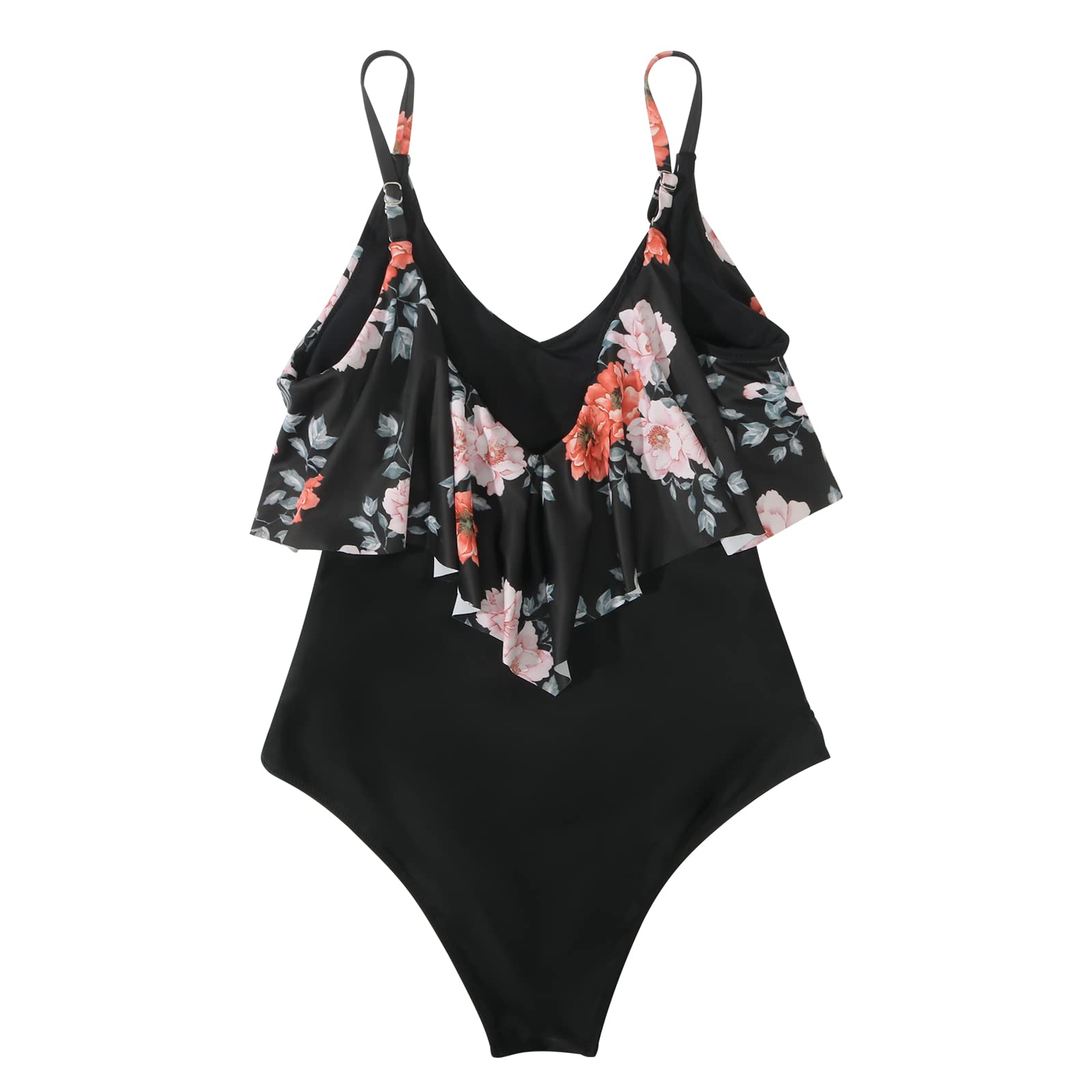 SUUKSESS Women's Slimming One Piece Swimsuit with Ruffle & Ruched Tummy Control - Sexy Bathing Suit for Beach, Pool & Vacation