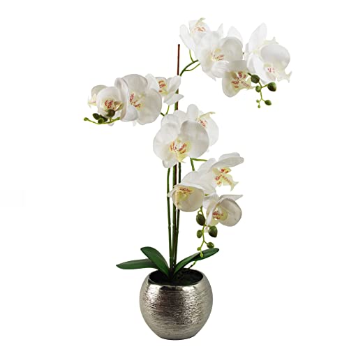 70cm White Silver Ceramic Planter