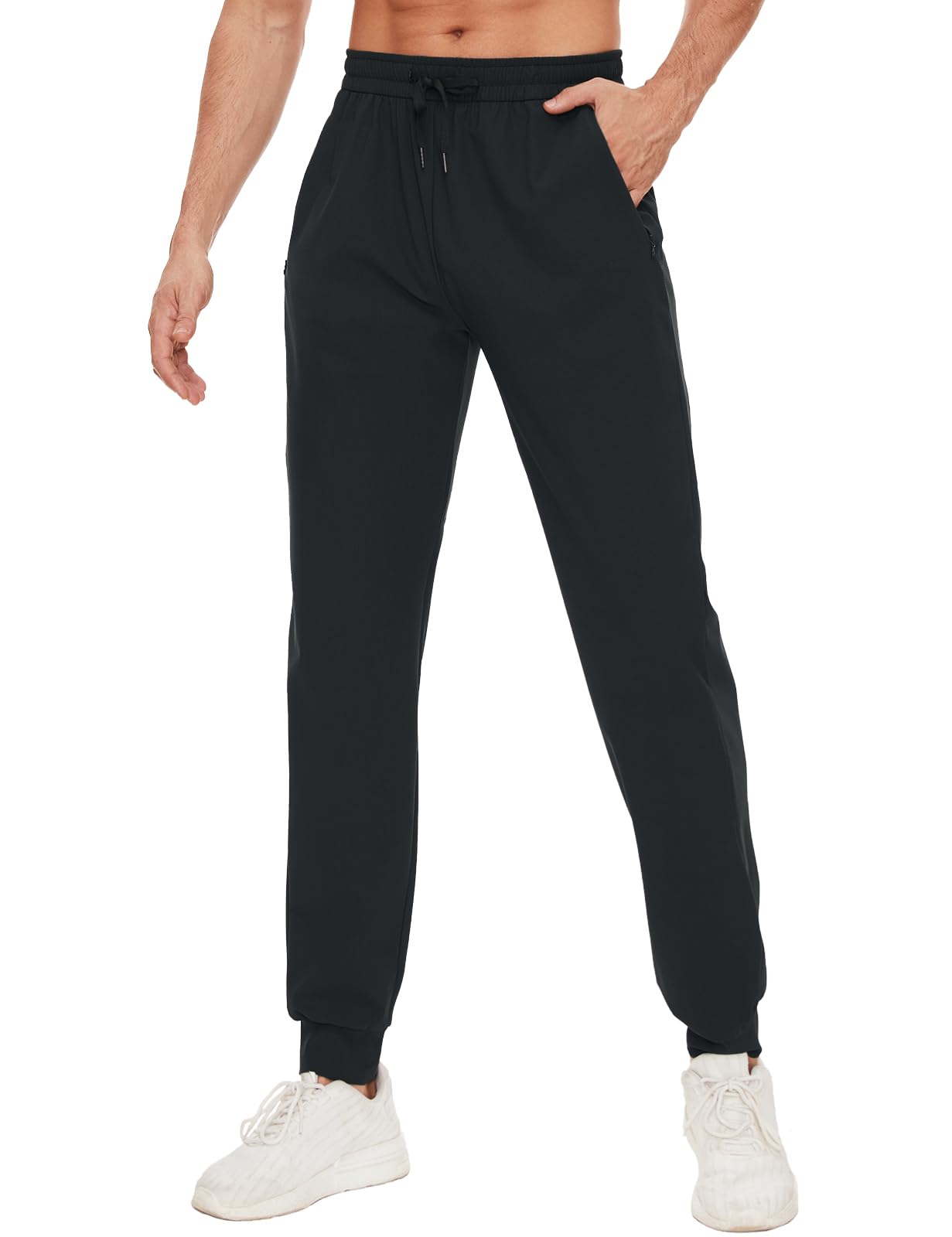 SEVEGO Men's Lightweight Joggers with 3 Zipper Pockets - 31