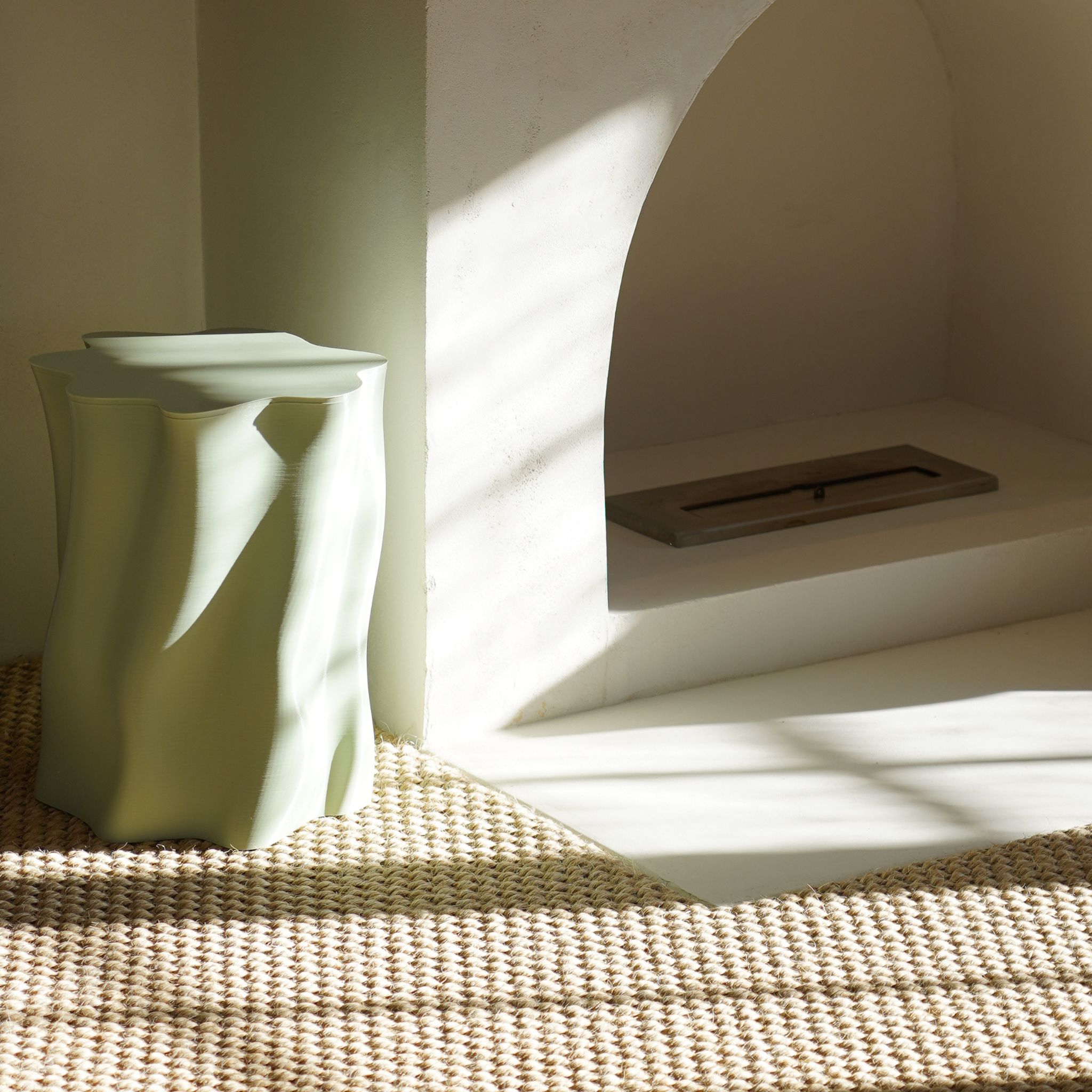 Lulu Stool - Medium Size (H45cm) Sage Matte Finish - Modern Home & Office Stool for Living Room, Bedroom, or Workspace