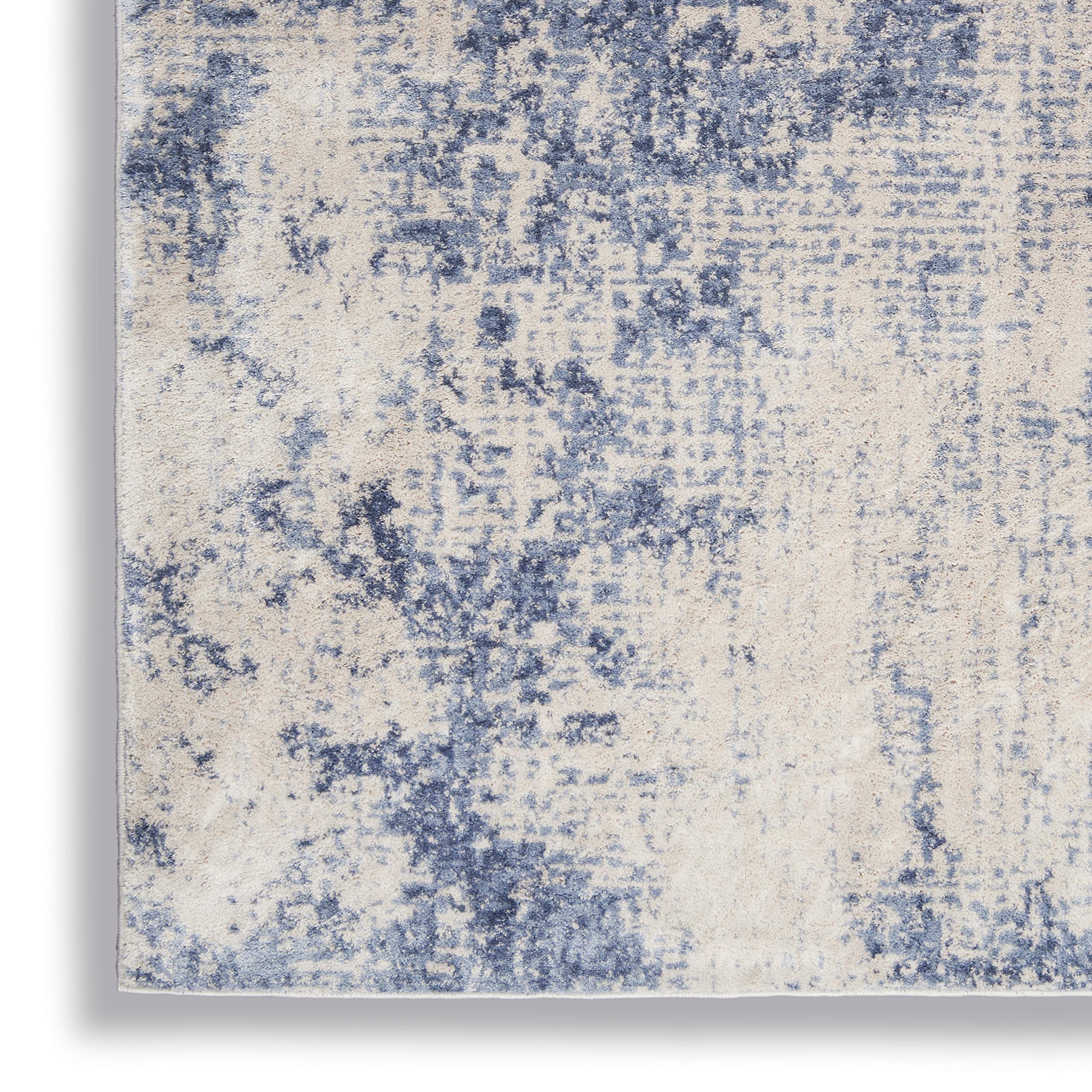 Nourison Sleek Textures Abstract Ivory/Blue 5'3