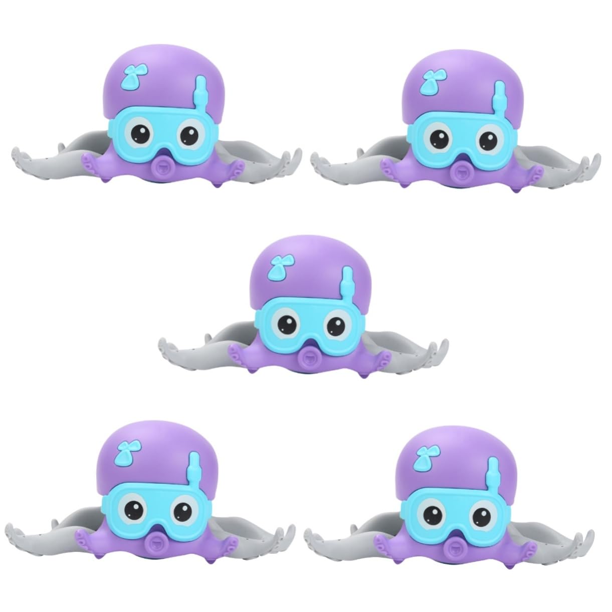 VICASKY 5-Pack Wind Up Swimming Octopus Toys - Purple Plastic Diving Bath Toys for Kids, Boys & Girls - Fun Pool, Bathtub & Beach Water Play for Toddlers