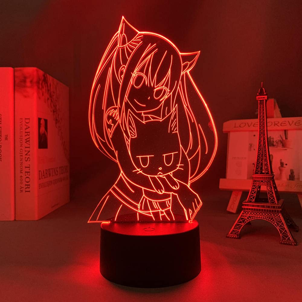 3D LED Night Light for Kids - Anime Fairy Tail Themed 7 Color Touch Lamp, Perfect for Bedroom Decor, Christmas & Birthday Gifts, Ideal for Boys' Rooms, Manga Lovers & Table Lighting