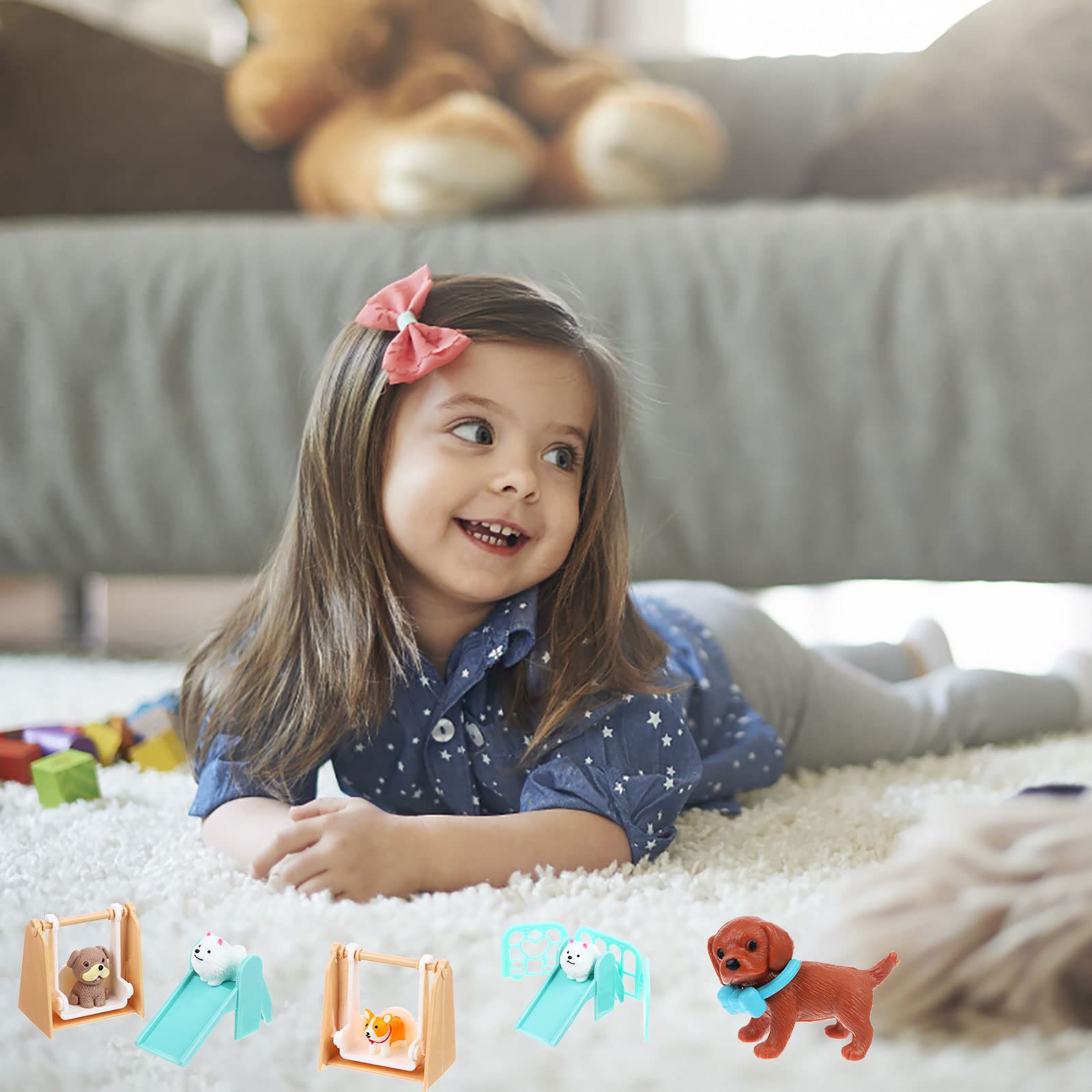 Realistic Dog Figurines Playset - 12PCS Plastic Pet Role Play Toys for Kids, Educational Animal Figures for Pretend Play, Dog Lover Gifts & Cake Toppers - Perfect for Birthday Parties, Classroom Learning & Home Decor