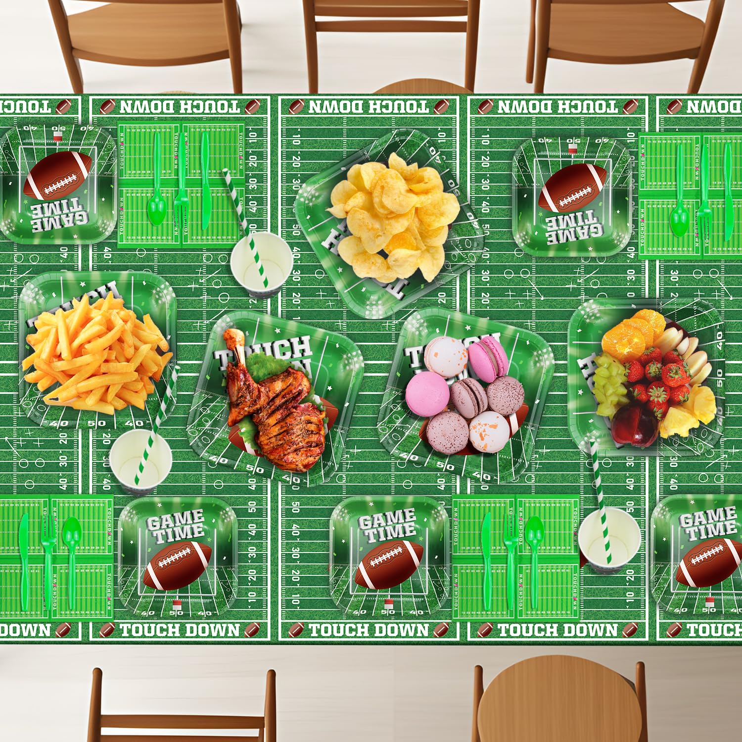 224 Pcs Football Party Decorations Set - Touch Down Plates, Napkins, Banner for Sports Theme Birthday, Game Day & Tailgate Party Supplies - Serves 20 (Perfect for Football Themed Events, Birthday Celebrations & Game Day Gatherings)