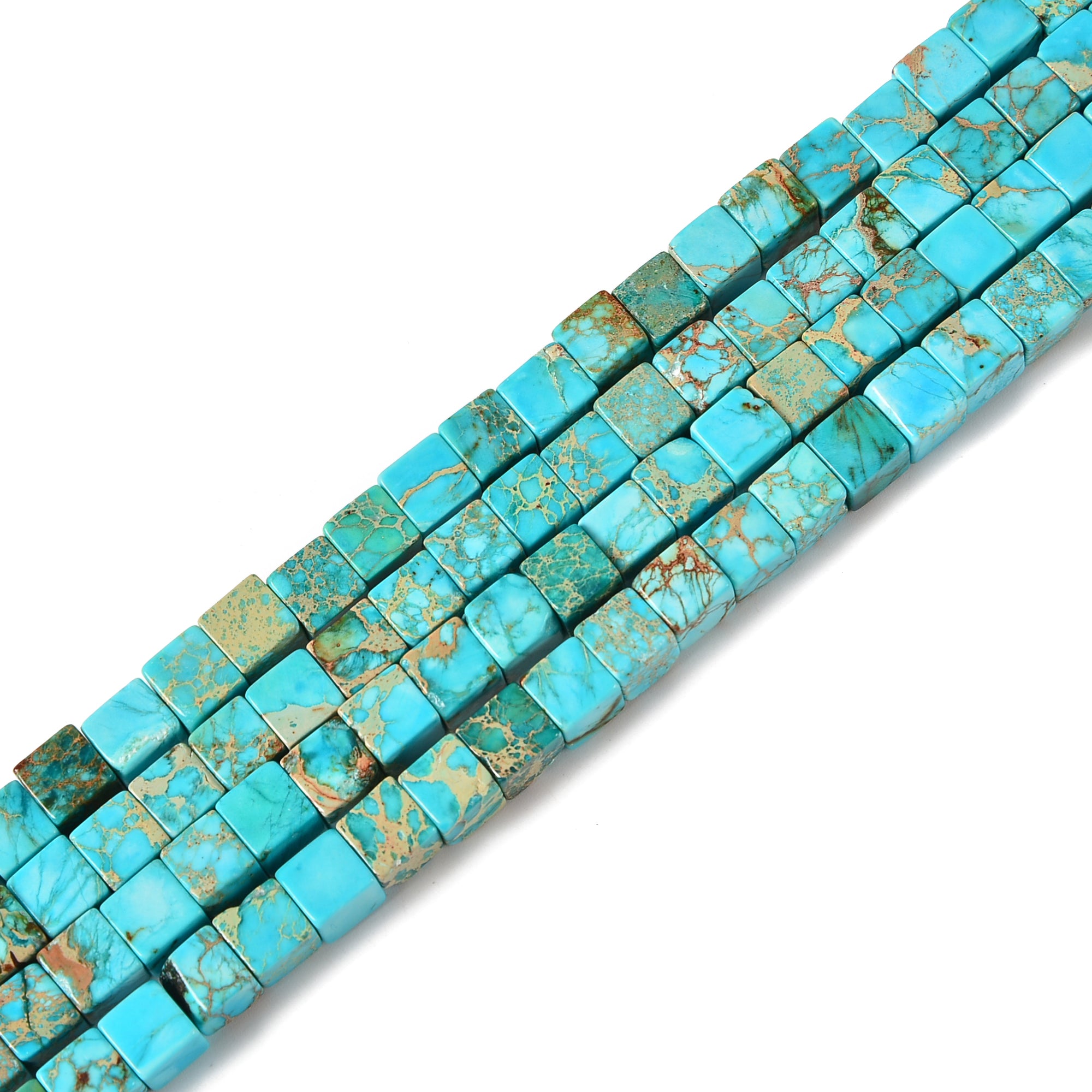 6mm Light Blue Sea Sediment Jasper Cube Beads - 15.5 Inch Strand for Jewelry Making, DIY Bracelets & Necklaces - Healing Crystal for Meditation & Energy Work