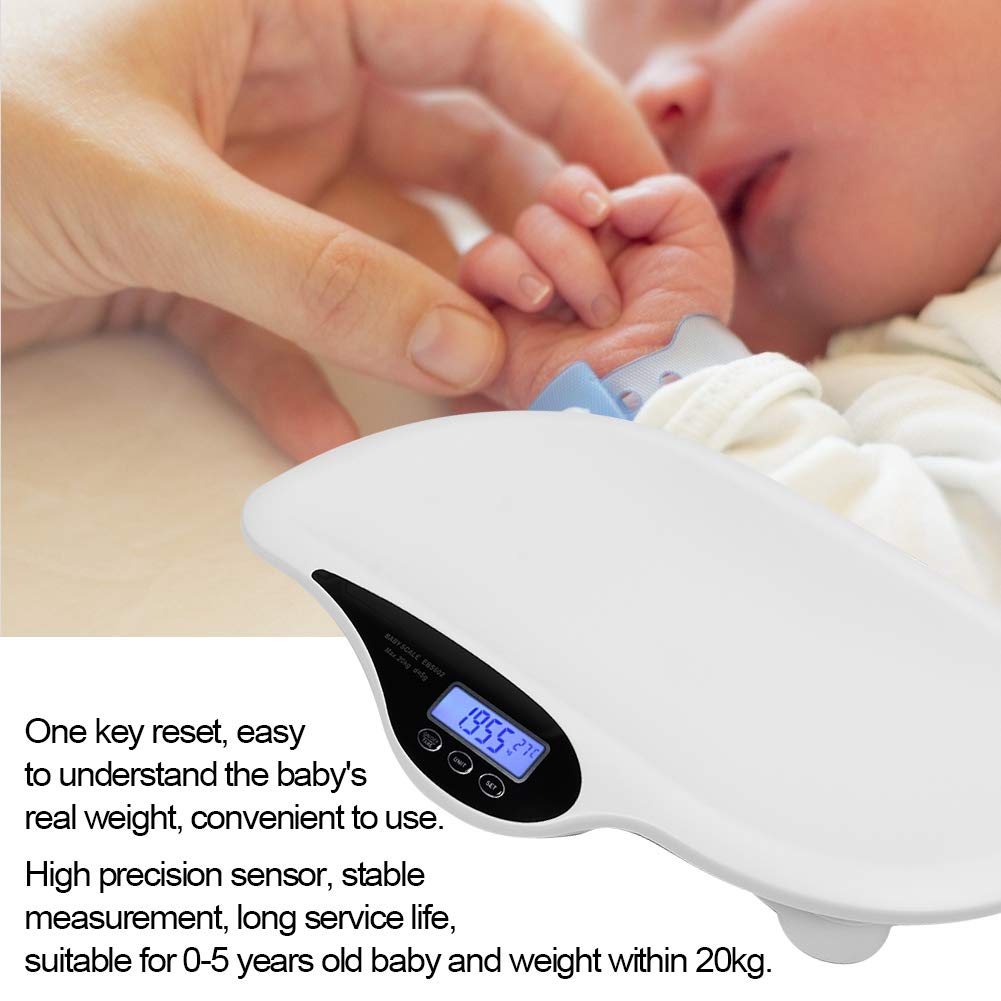 25.6×17.2×3in Digital Baby Scale with U-Shaped Groove - Accurate Toddler & Pet Scale up to 20KG/44LB - Newborn Weight Scale with LCD Screen, 150cm Tape Measure & One-Touch Reset - Perfect for Infants, Pets and Home Health Monitoring