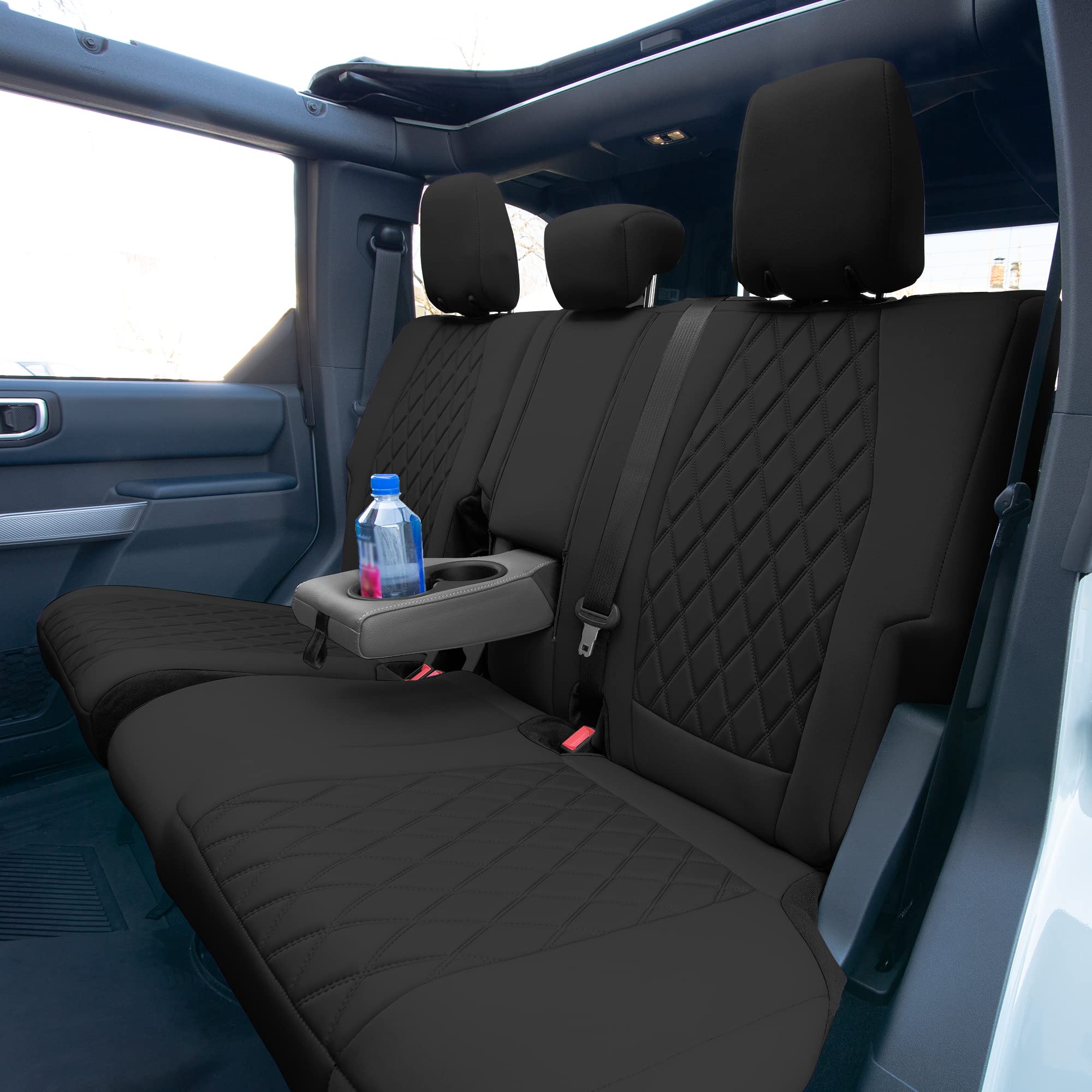 Custom Fit Neoprene Seat Covers for Ford Bronco 2021-2022 | Waterproof SUV Front & Rear Seat Protectors | Neosupreme Black Car Seat Covers | Perfect for Off-Roading, Camping & Daily Commute