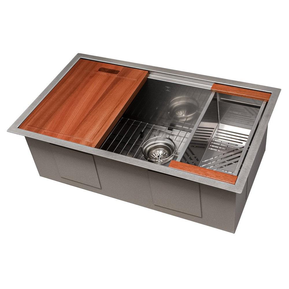 ZLINE 30-Inch Undermount Single Bowl Kitchen Sink - Stainless Steel with Bottom Grid & Accessories | Multiple Color Options (SLS-30) | Perfect for Modern Kitchens, Remodeling & Chef-Grade Food Prep
