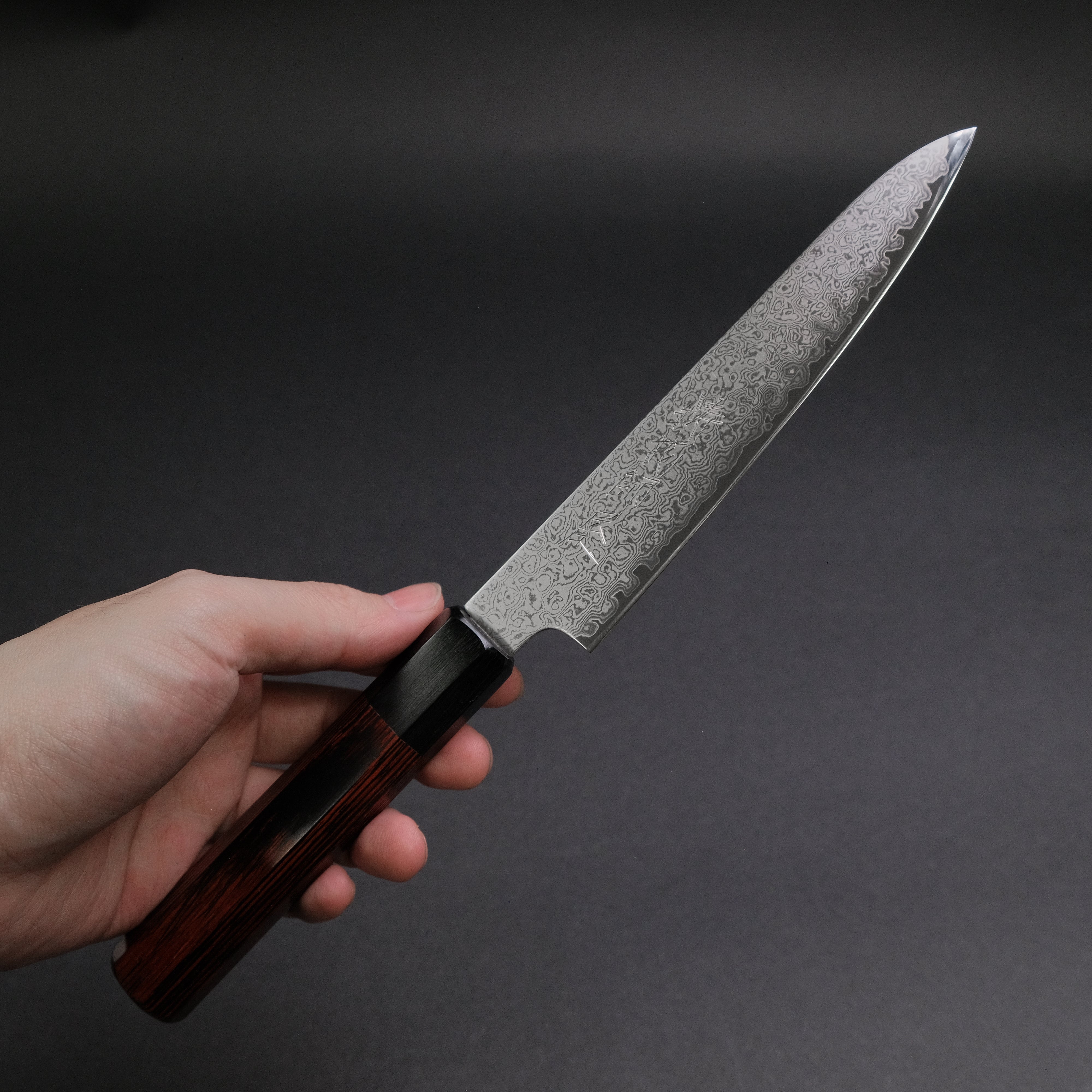 Hitohira Imojiya TH Damascus Petty Knife 150mm - Japanese Chef Knife with Pakkawood Handle (Red) - Perfect for Precision Slicing, Fruit Cutting & Small Kitchen Tasks