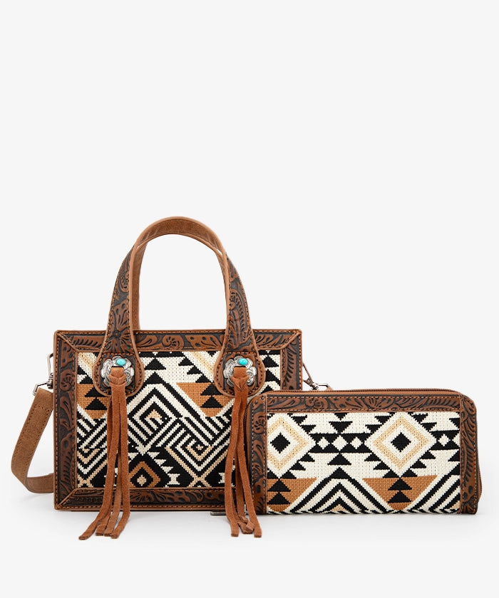Montana West Southwestern Crossbody Bag Set for Women - Stylish Leather Purse with Adjustable Strap, Perfect for Travel, Shopping & Daily Use