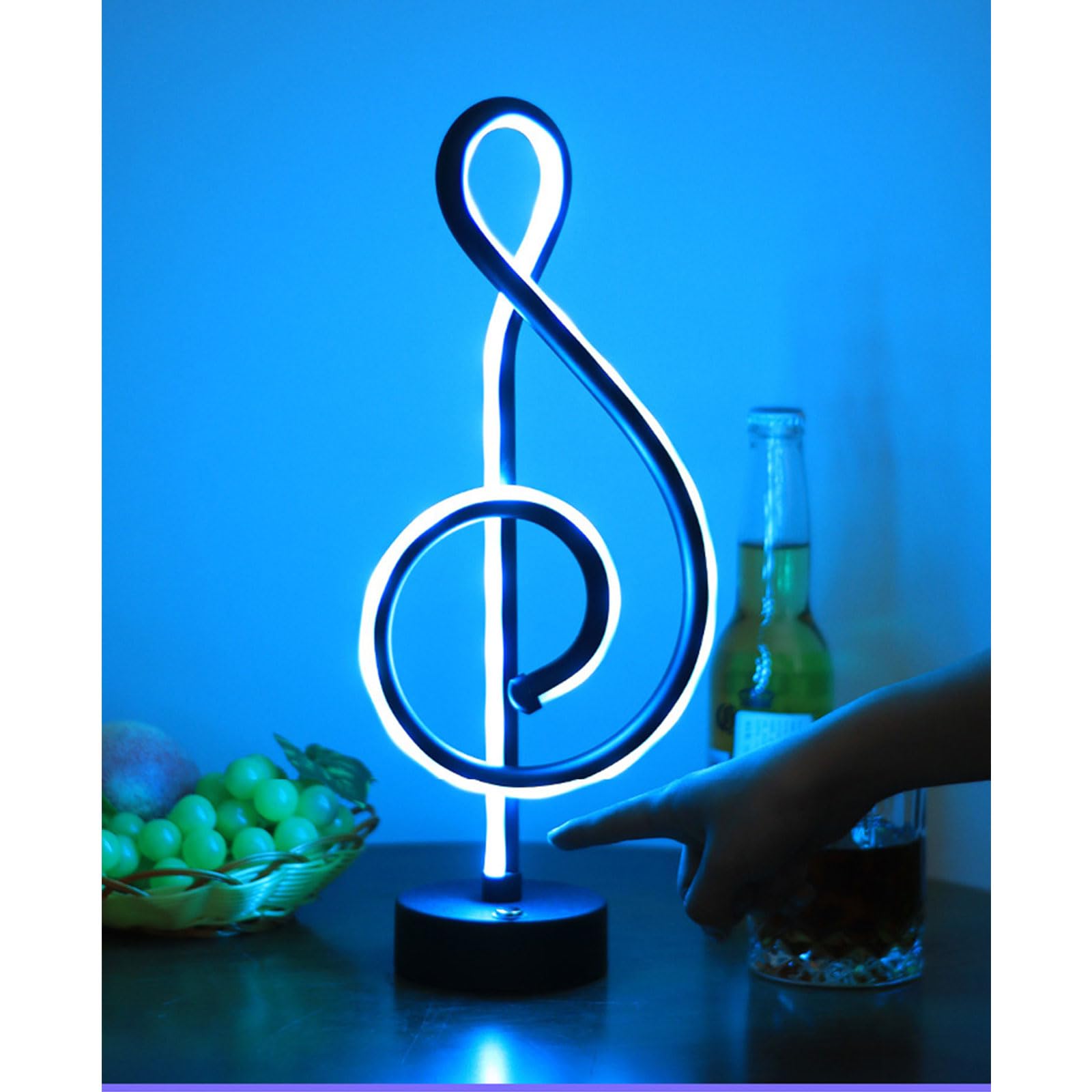 Modern LED Rechargeable Night Light - Ice Blue Desk Lamp for Bedroom, Study, Coffee Shop & Restaurant Decor | Warm Ambient Lighting for Relaxation & Reading